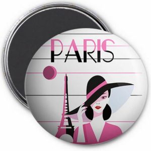Magnet Rond Illustration Paris - Mode Tour Eiffel Aimant 56mm ø