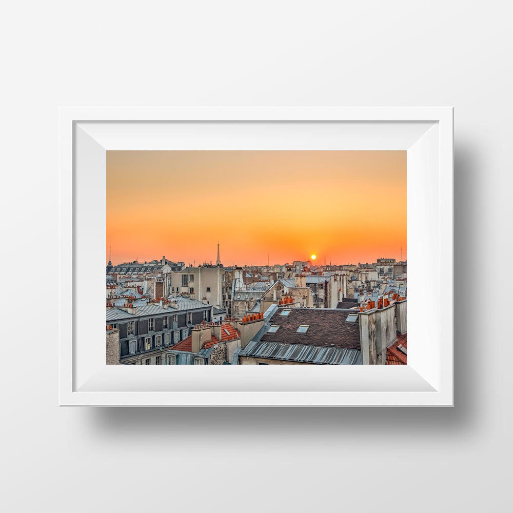 Tirage Photo Paris Couleur – Coucher de soleil sur la ville Panoramique Affiche Poster Paysage France – Paris