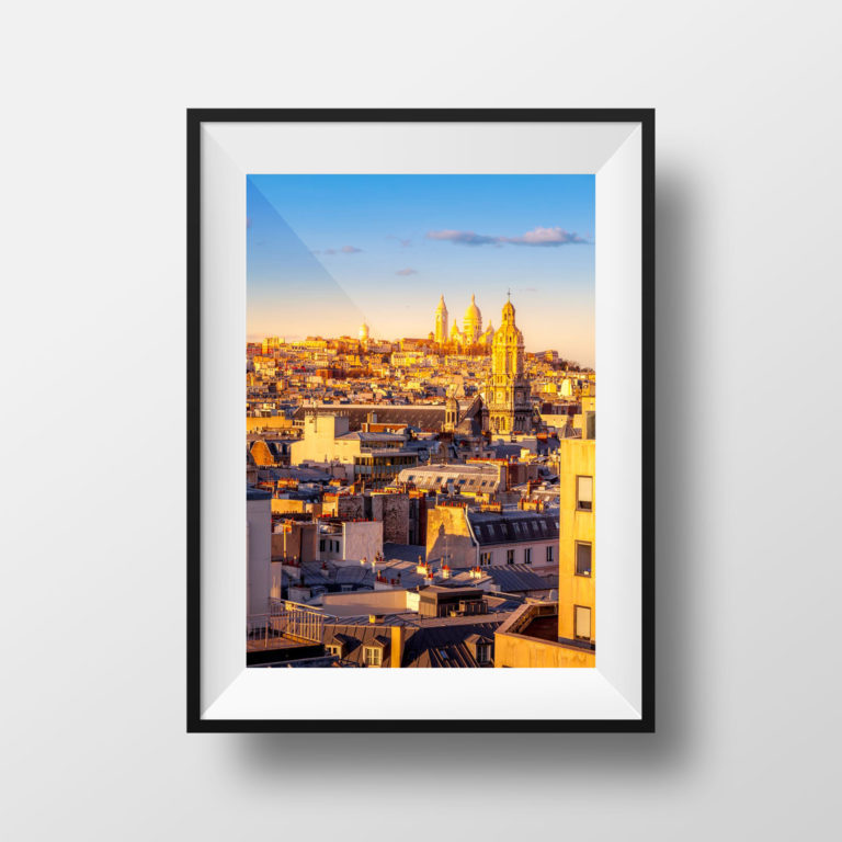 Tirage Photo Paris Couleur – Coucher de soleil Panoramique Affiche Poster Paysage France – Paris