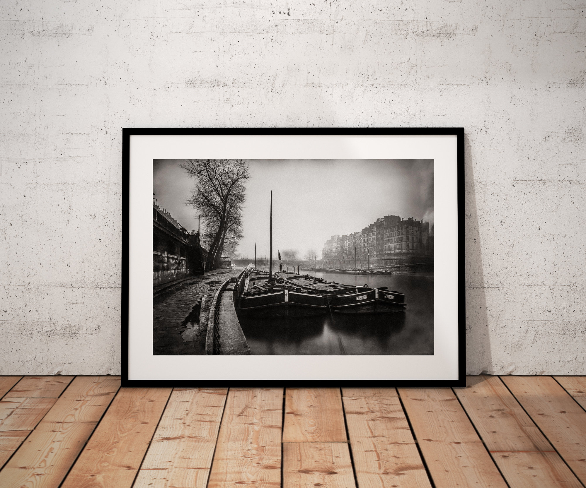 Photo Ancienne de Paris – Eugène Atget La Seine et les Quais du Pont Neuf en 1923 Image Restaurée Noir et Blanc Affiche Poster Décoration – Image 2