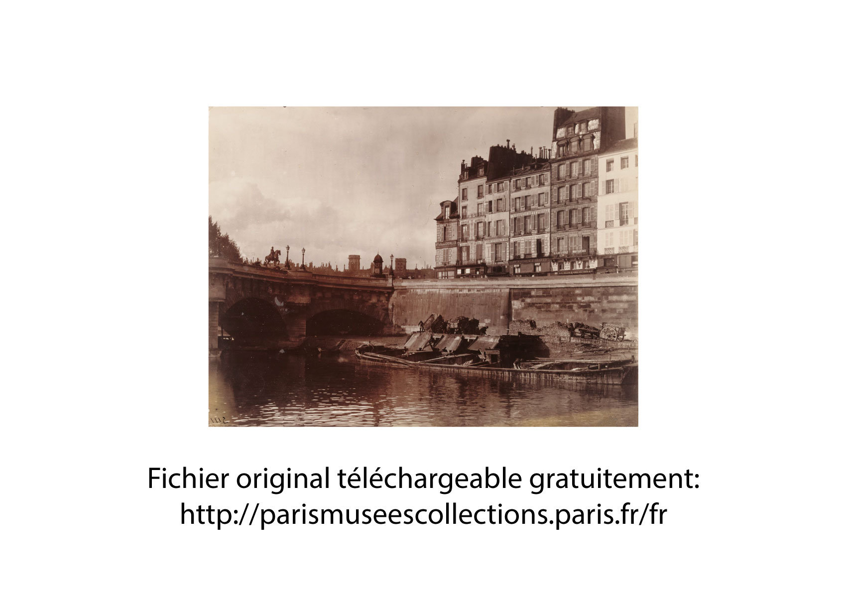 Photo ancienne de Paris – Eugène Atget La Seine le Pont Neuf Quai des Orfèvres 1899 Image Restaurée Noir et Blanc Affiche Poster Décoration – Image 7