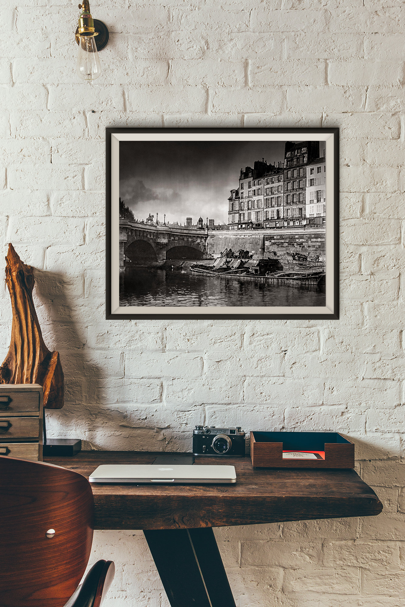 Photo ancienne de Paris – Eugène Atget La Seine le Pont Neuf Quai des Orfèvres 1899 Image Restaurée Noir et Blanc Affiche Poster Décoration – Image 4