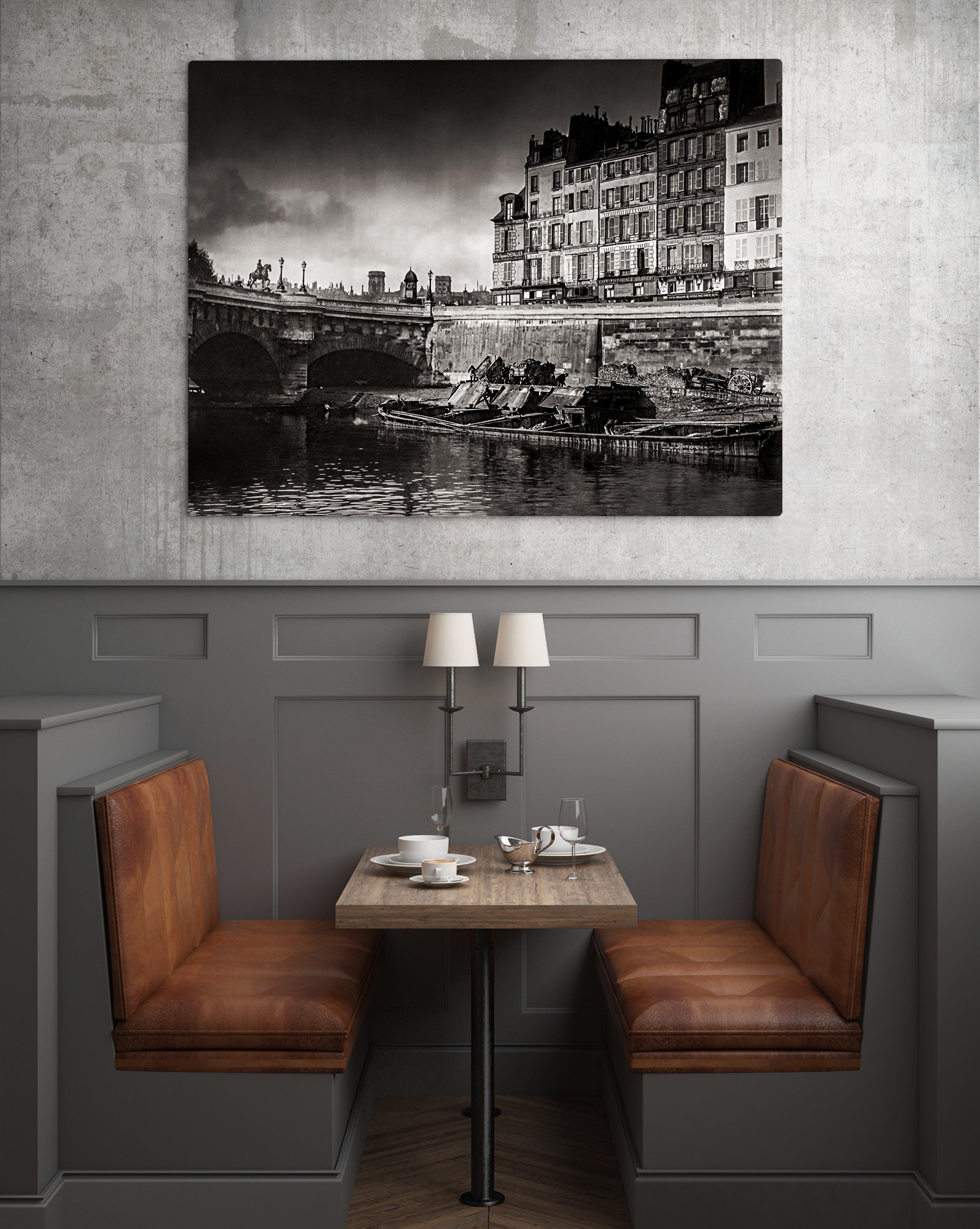 Photo ancienne de Paris – Eugène Atget La Seine le Pont Neuf Quai des Orfèvres 1899 Image Restaurée Noir et Blanc Affiche Poster Décoration – Image 3
