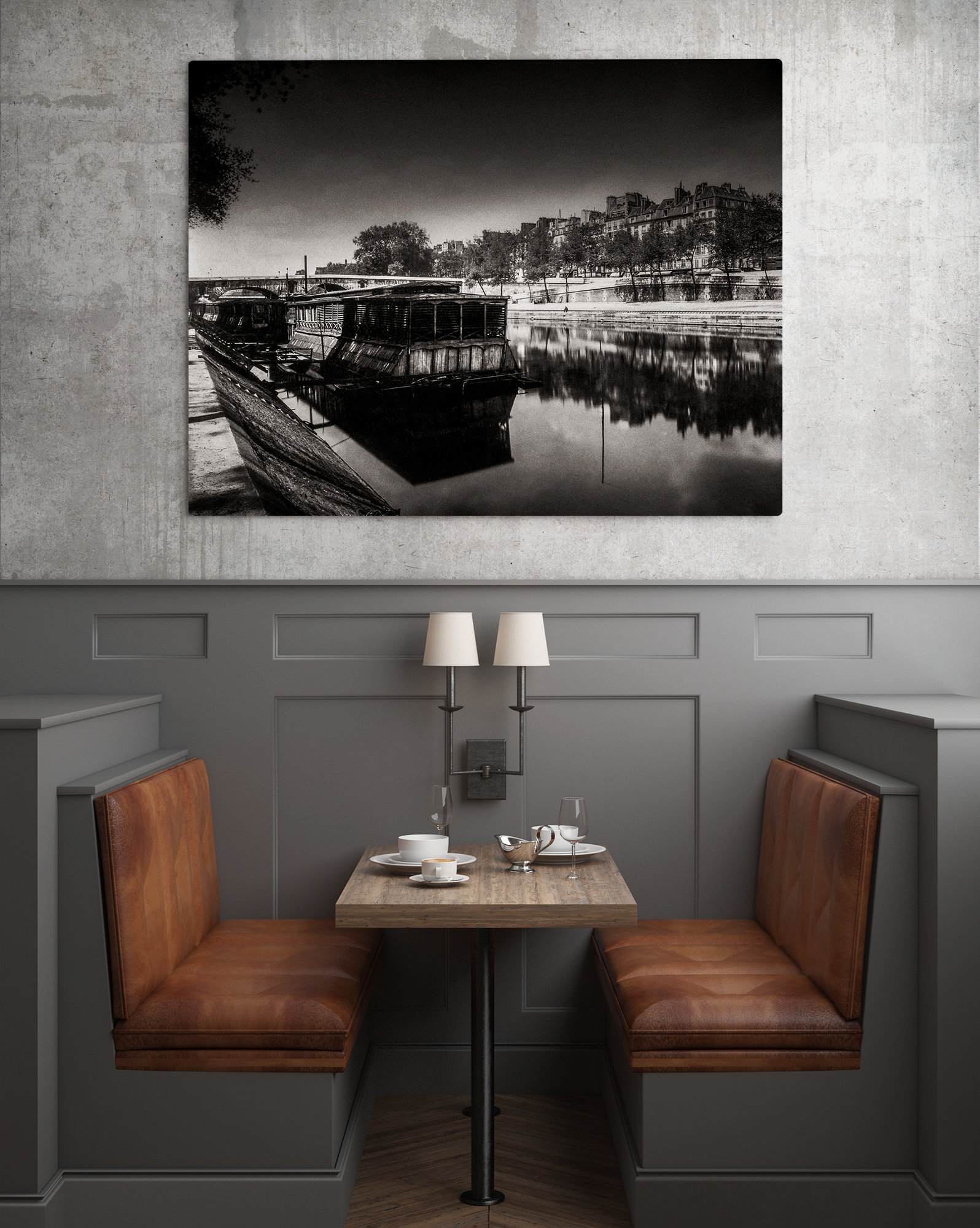 Photo Ancienne de Paris – Eugène Atget Ile Saint Louis Pont Marie Quai des Céléstins Image Restaurée Noir et Blanc Affiche Poster Décoration – Image 3