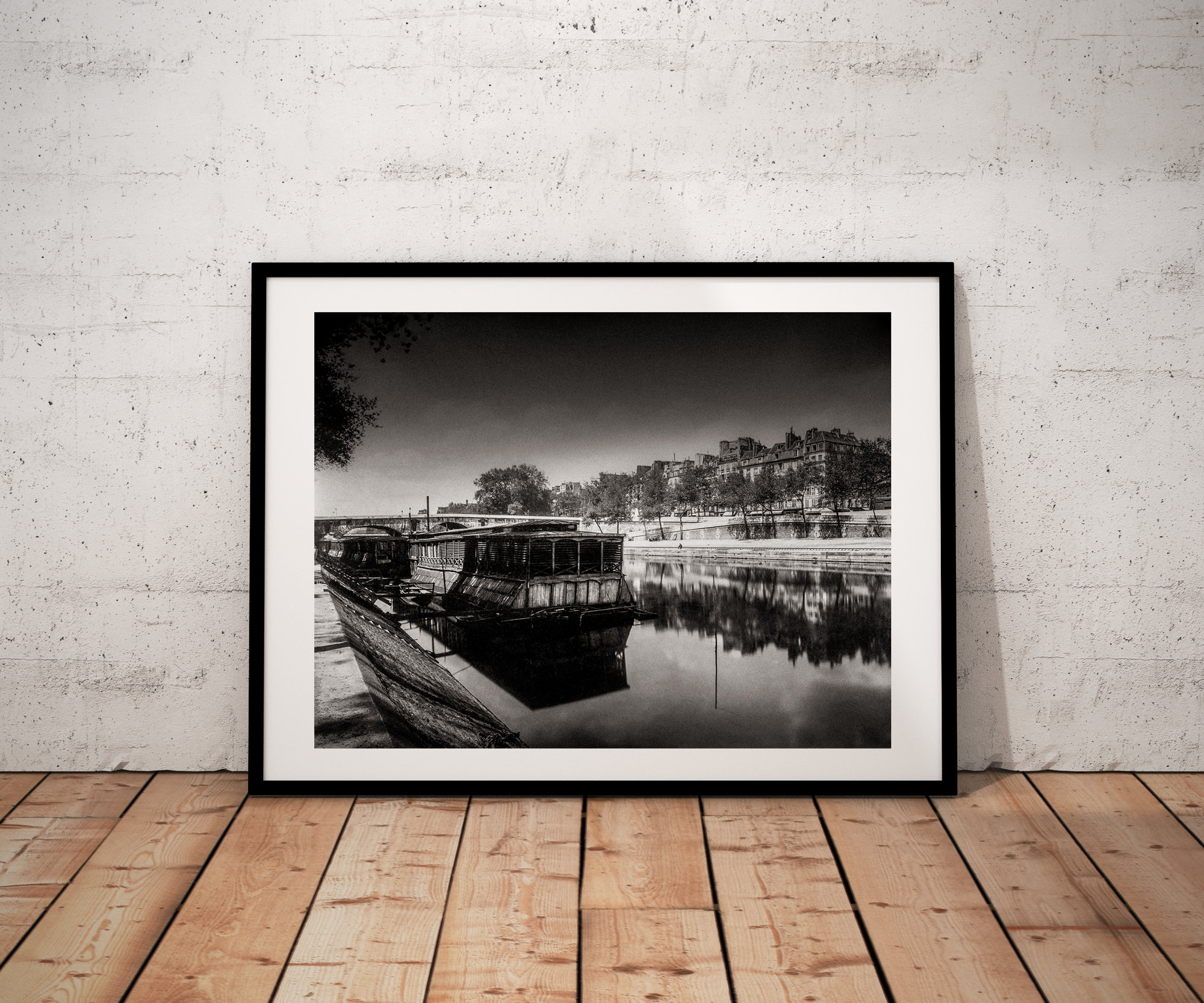 Photo Ancienne de Paris – Eugène Atget Ile Saint Louis Pont Marie Quai des Céléstins Image Restaurée Noir et Blanc Affiche Poster Décoration – Image 2