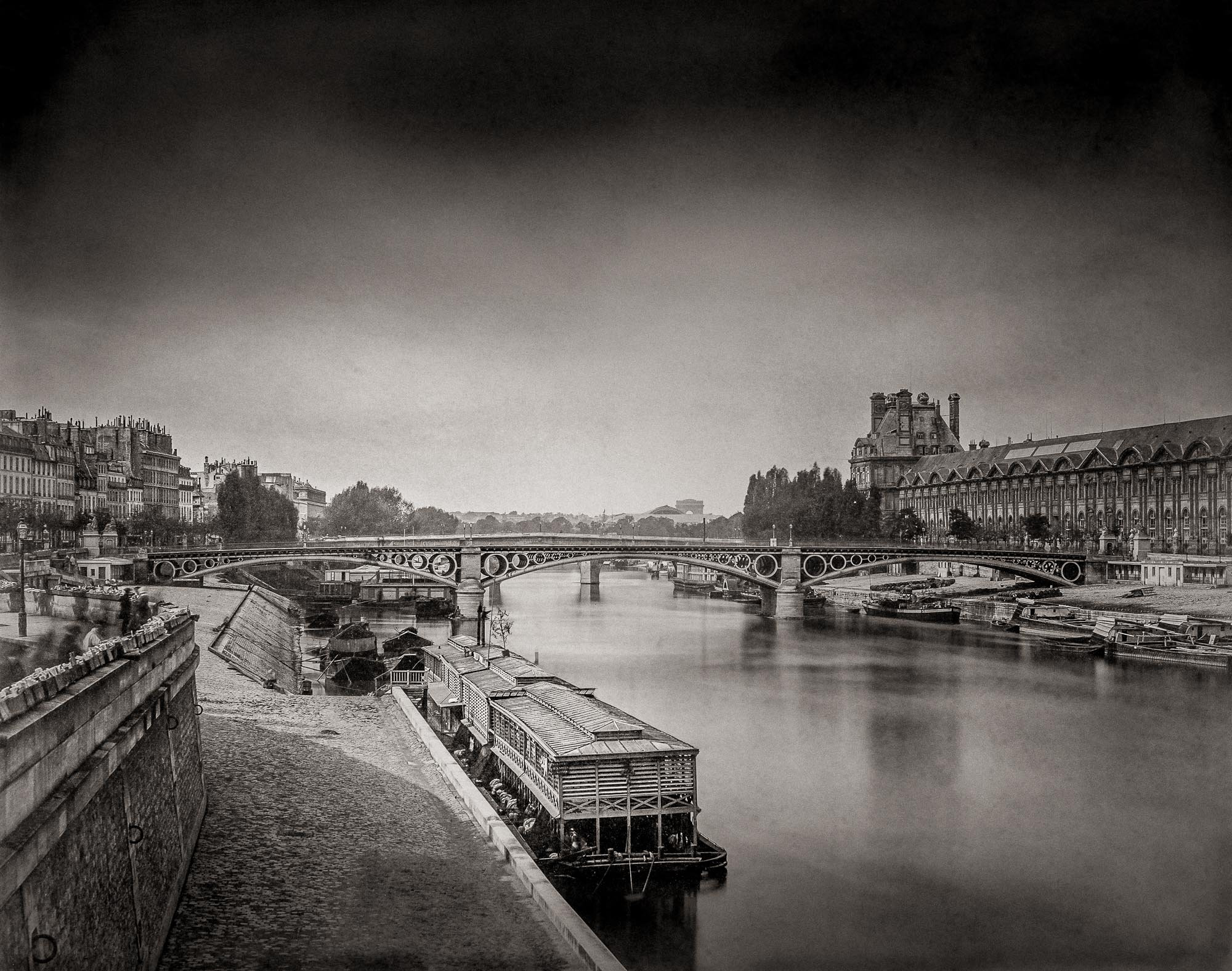 Photo Ancienne de Paris – Gustave Le Gray Pont du Carrousel et le Louvre Vieux Paris Image Restaurée Noir et Blanc Affiche Poster Décoration – Image 5
