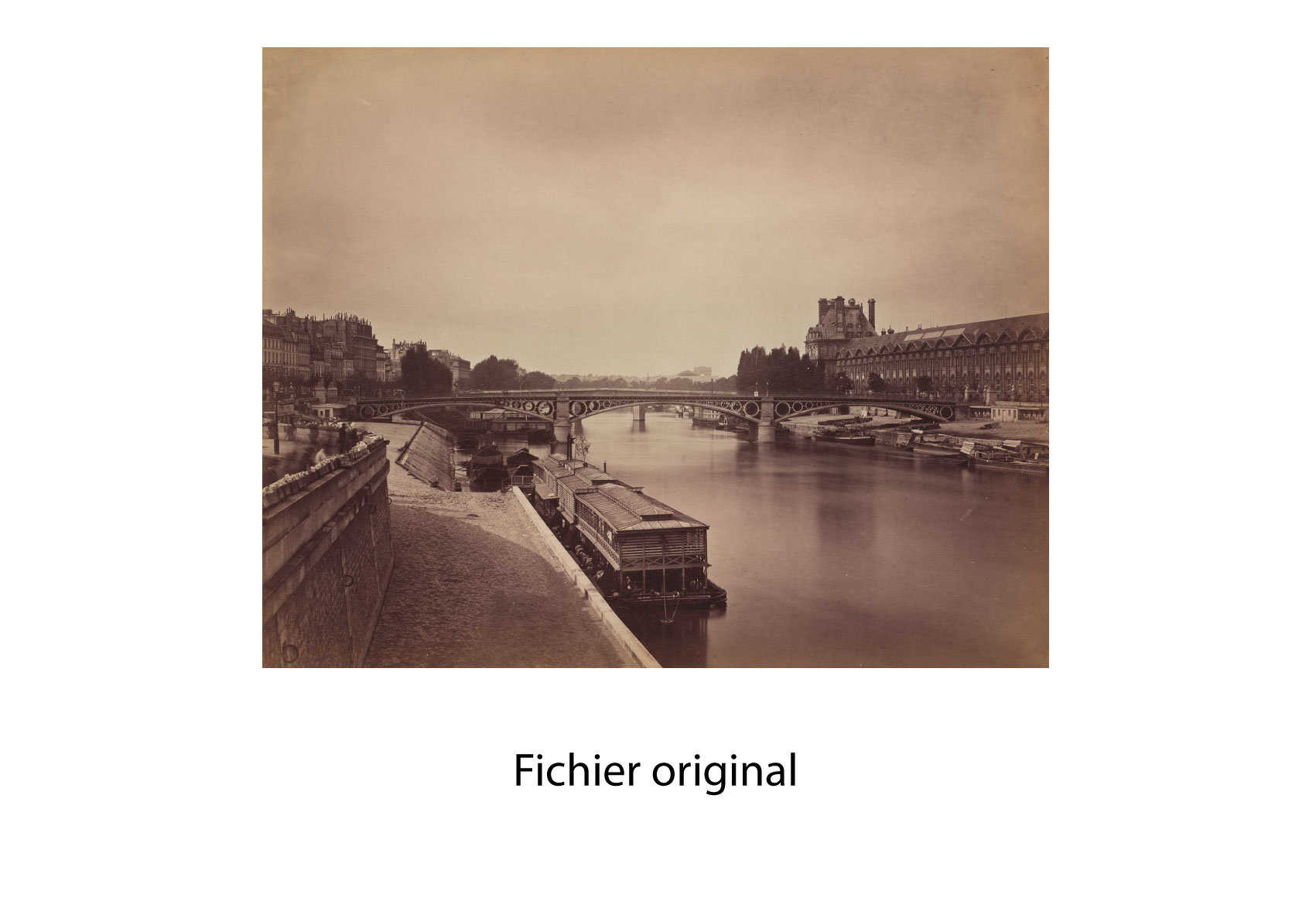 Photo Ancienne de Paris – Gustave Le Gray Pont du Carrousel et le Louvre Vieux Paris Image Restaurée Noir et Blanc Affiche Poster Décoration – Image 7