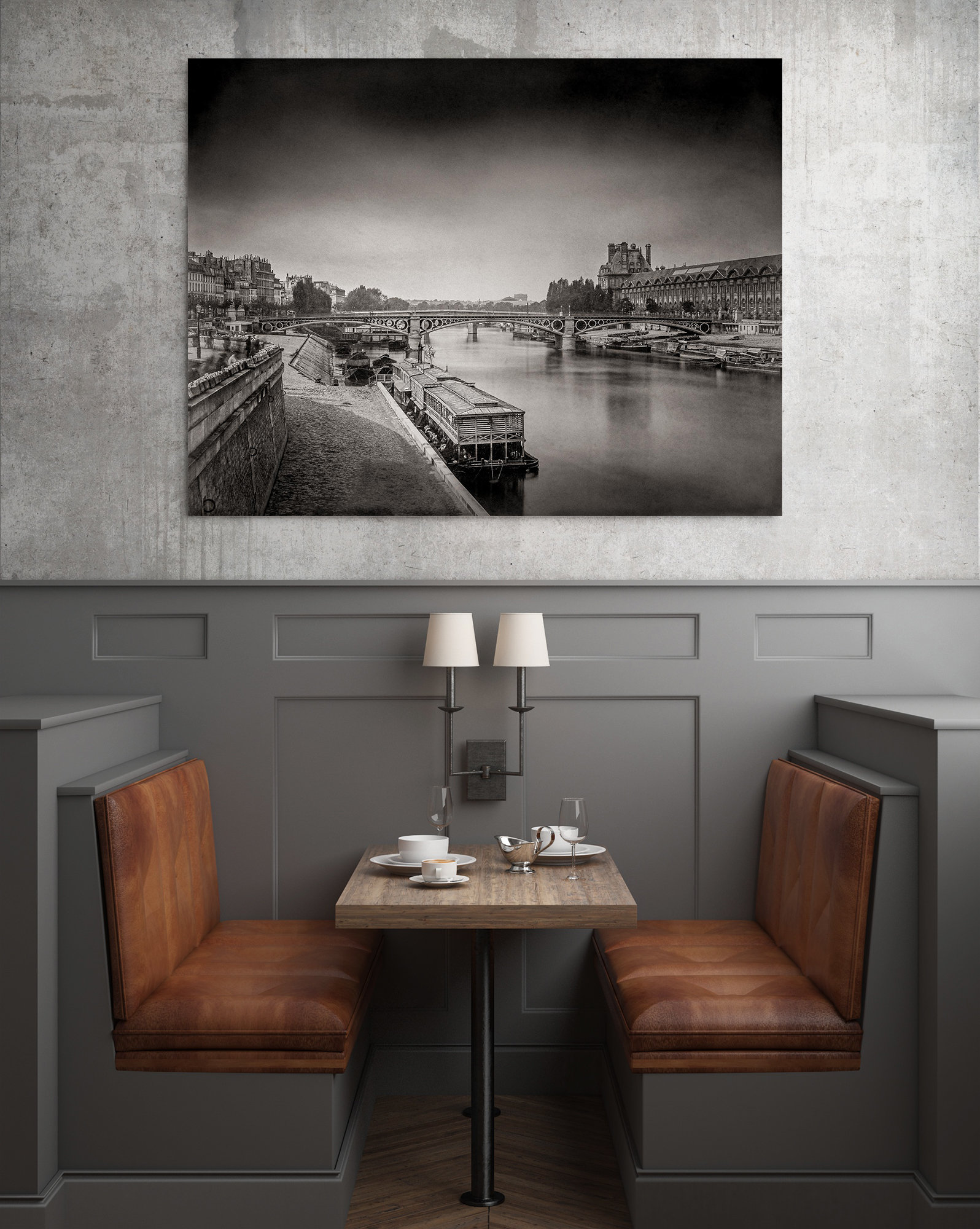 Photo Ancienne de Paris – Gustave Le Gray Pont du Carrousel et le Louvre Vieux Paris Image Restaurée Noir et Blanc Affiche Poster Décoration – Image 3