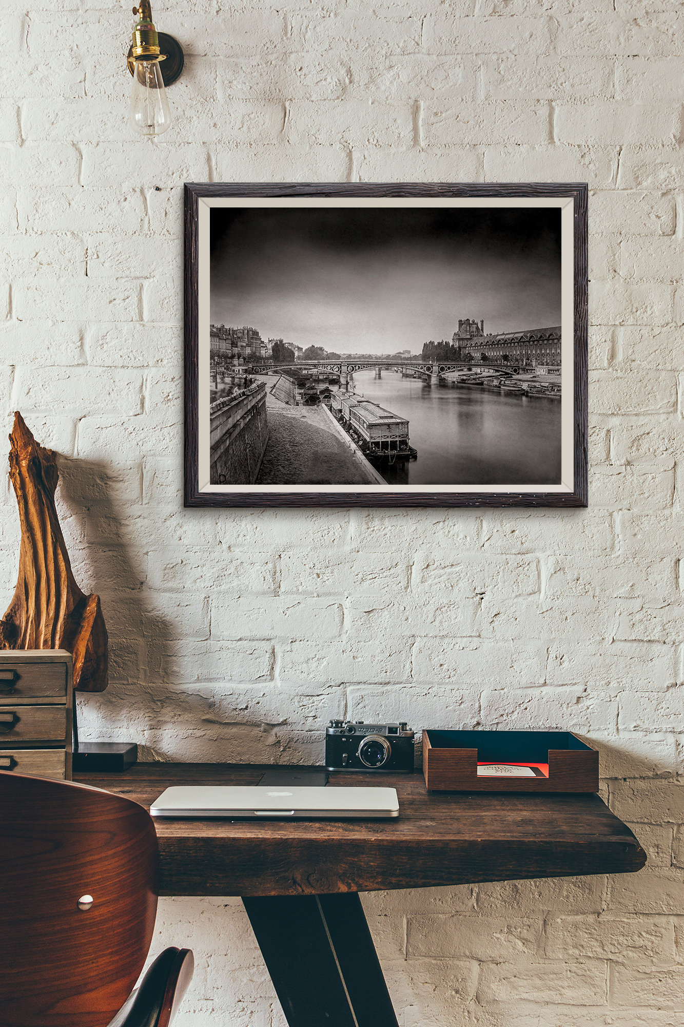 Photo Ancienne de Paris – Gustave Le Gray Pont du Carrousel et le Louvre Vieux Paris Image Restaurée Noir et Blanc Affiche Poster Décoration – Image 4