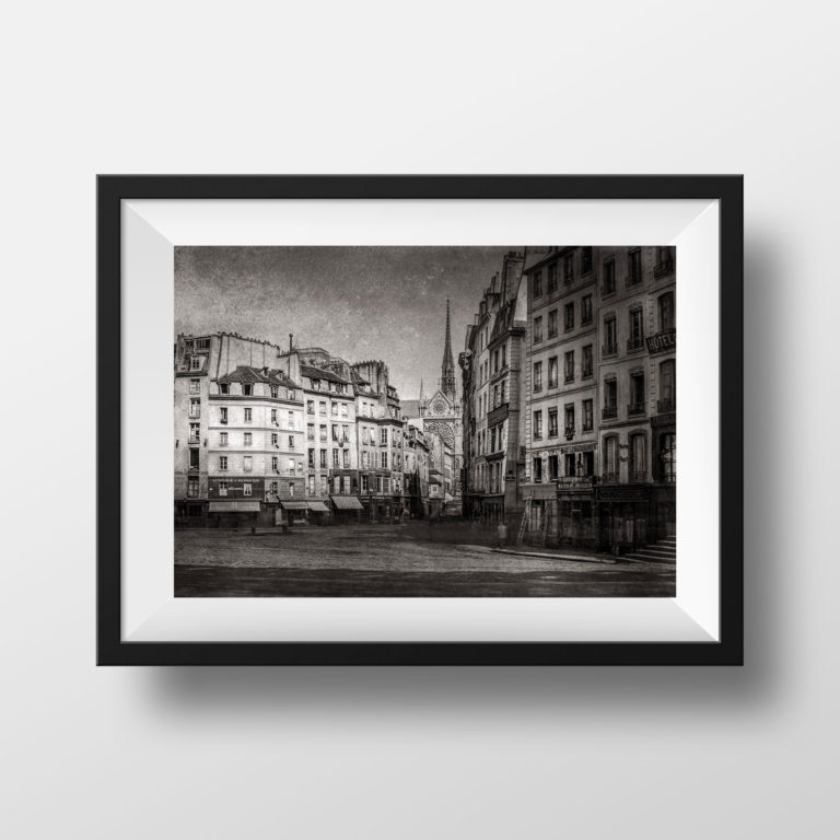 Photo Ancienne Paris – Charles Marville Place Maubert 1865-1868 Vieux Paris Image Restaurée Noir et Blanc Affiche Poster Décoration Murale
