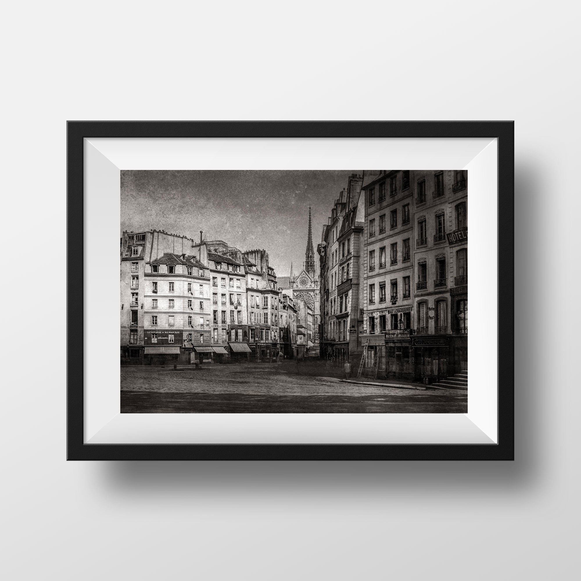Photo Ancienne Paris – Charles Marville Place Maubert 1865-1868 Vieux Paris Image Restaurée Noir et Blanc Affiche Poster Décoration Murale