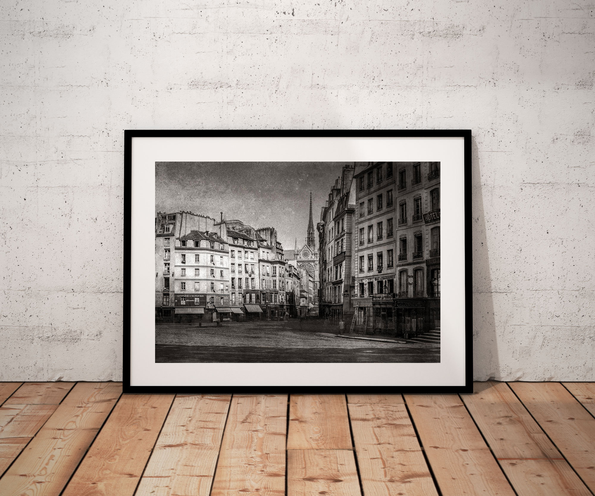 Photo Ancienne Paris – Charles Marville Place Maubert 1865-1868 Vieux Paris Image Restaurée Noir et Blanc Affiche Poster Décoration Murale – Image 2
