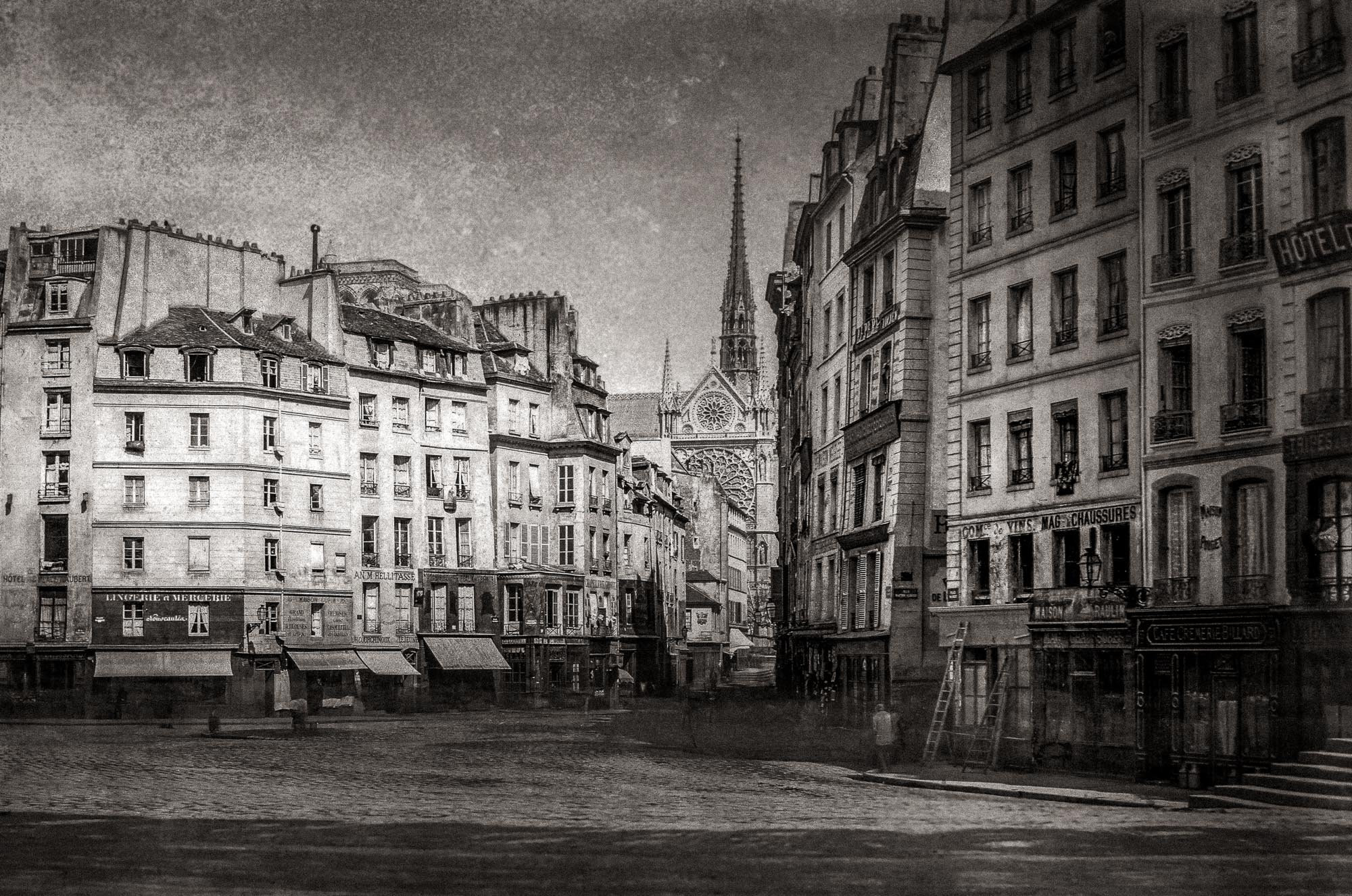Photo Ancienne Paris – Charles Marville Place Maubert 1865-1868 Vieux Paris Image Restaurée Noir et Blanc Affiche Poster Décoration Murale – Image 6