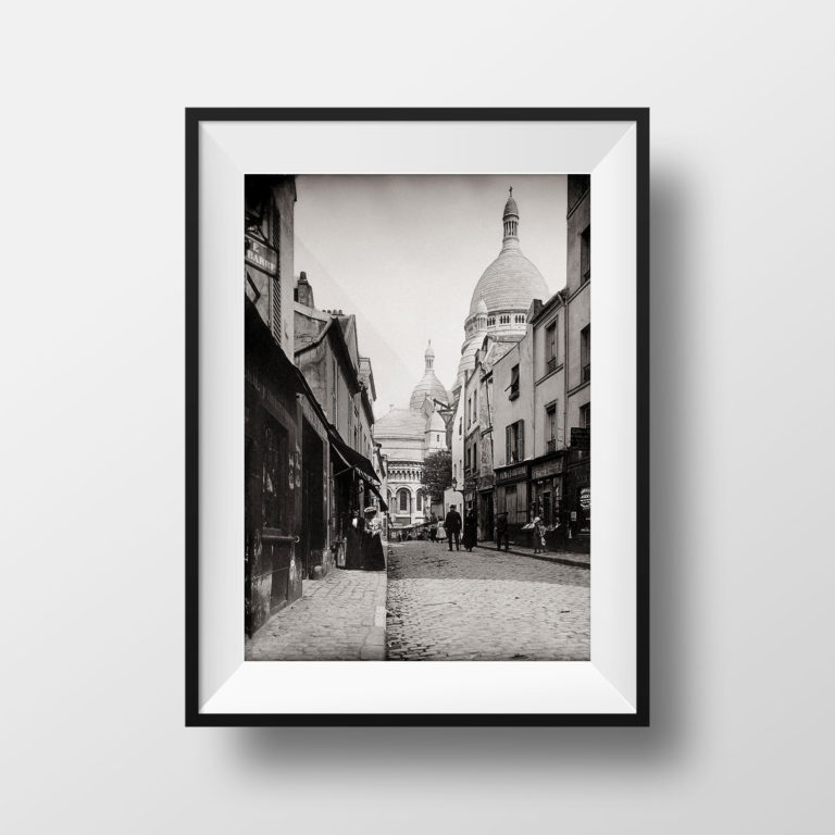 Photo Ancienne de Paris – André Brongniart Montmartre 1904 Sacré Coeur Vieux Paris Image Restaurée Noir et Blanc Affiche Poster Décoration