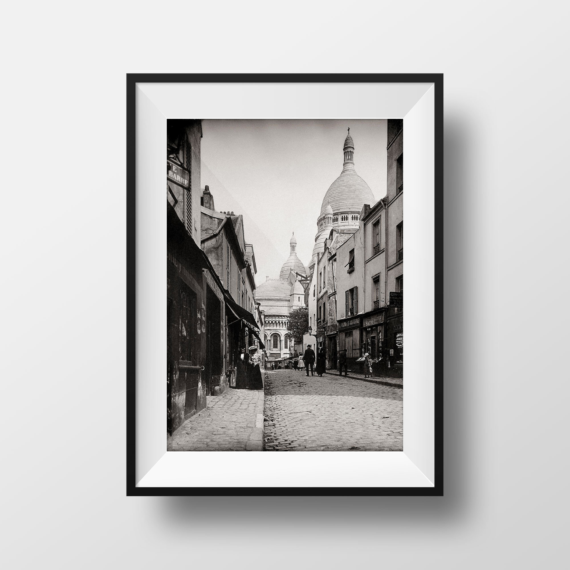 Photo Ancienne de Paris – André Brongniart Montmartre 1904 Sacré Coeur Vieux Paris Image Restaurée Noir et Blanc Affiche Poster Décoration