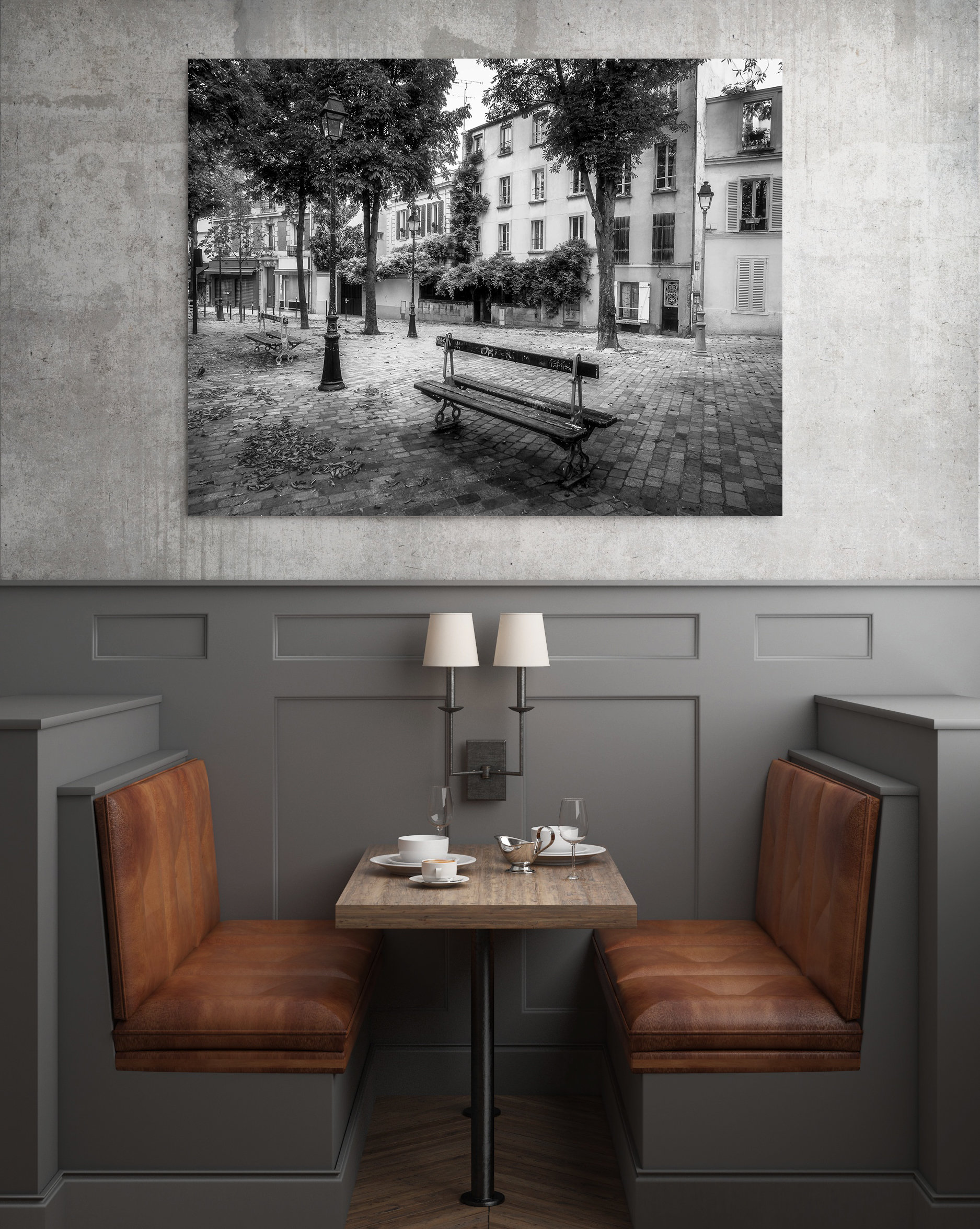 Photo Belleville Ménilmontant Place du Guignier Noir et Blanc