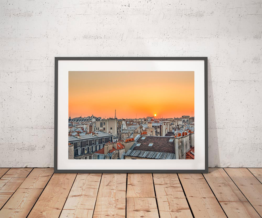 Tirage Photo Paris Couleur – Coucher de soleil sur la ville Panoramique Affiche Poster Paysage France – Paris – Image 2
