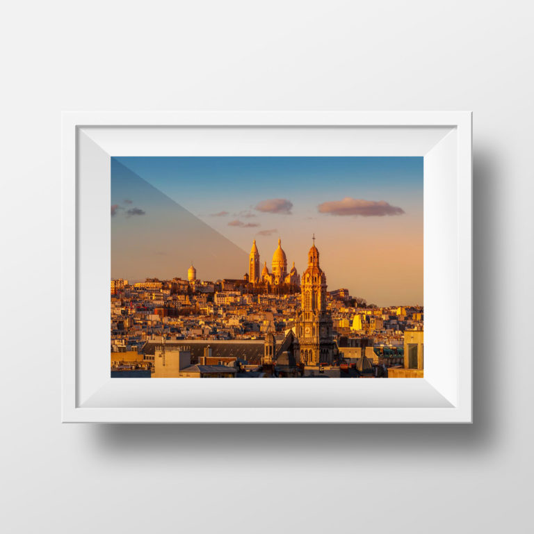 Tirage Photo Paris Couleur – Coucher de soleil sur la ville Panoramique Affiche Poster Paysage France – Paris