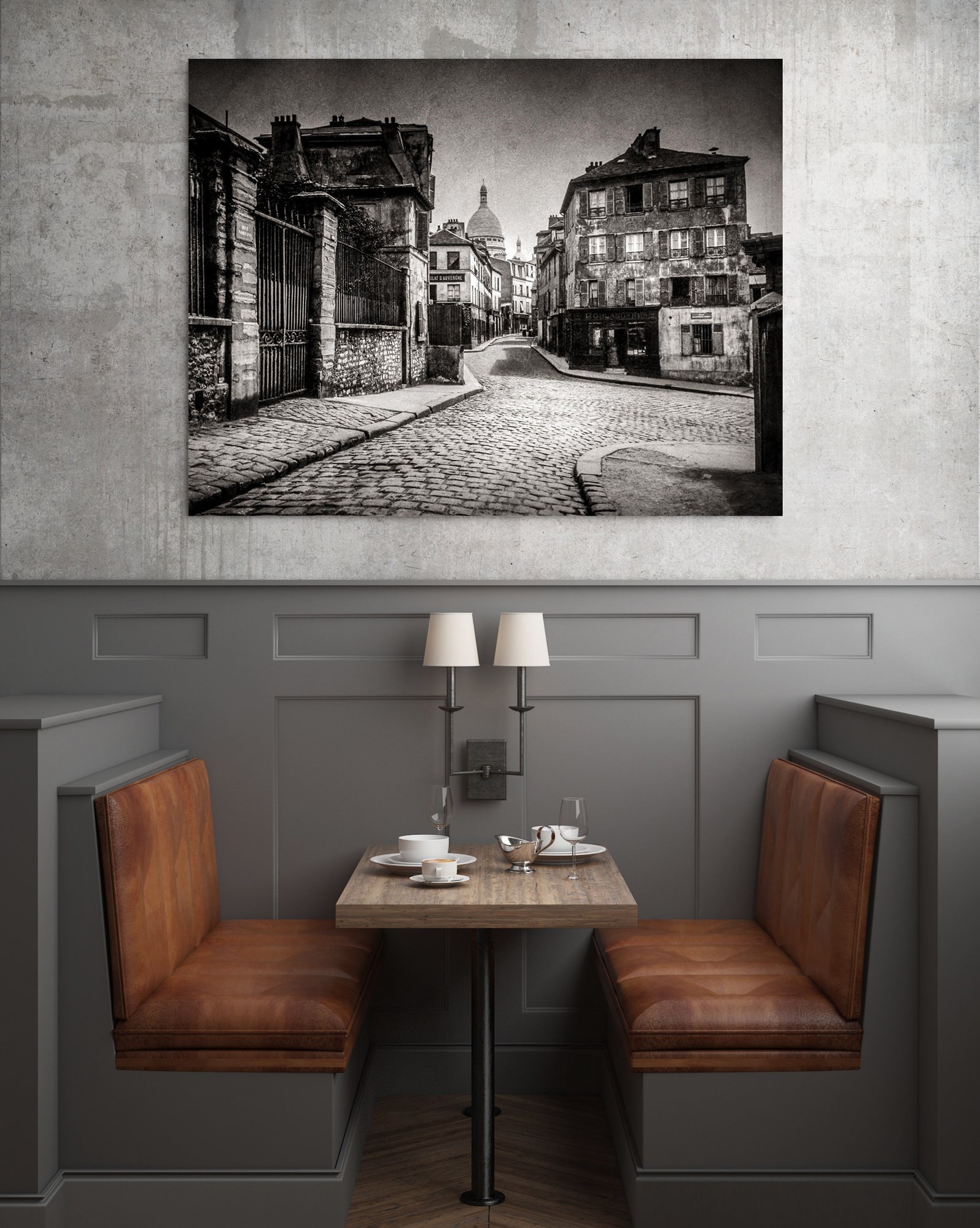Photo Ancienne de Paris – Eugène Atget Montmartre et la Basilique Sacré Coeur 1900 Image Restaurée Noir et Blanc Affiche Poster Décoration – Image 3