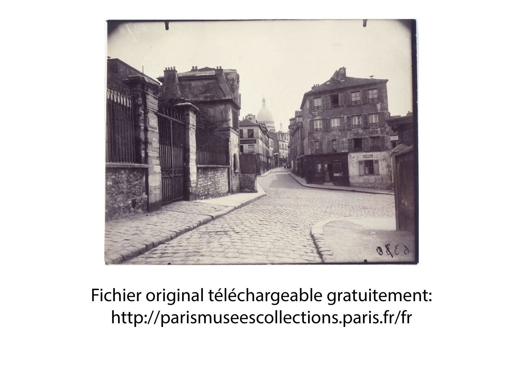Photo Ancienne de Paris – Eugène Atget Montmartre et la Basilique Sacré Coeur 1900 Image Restaurée Noir et Blanc Affiche Poster Décoration – Image 6