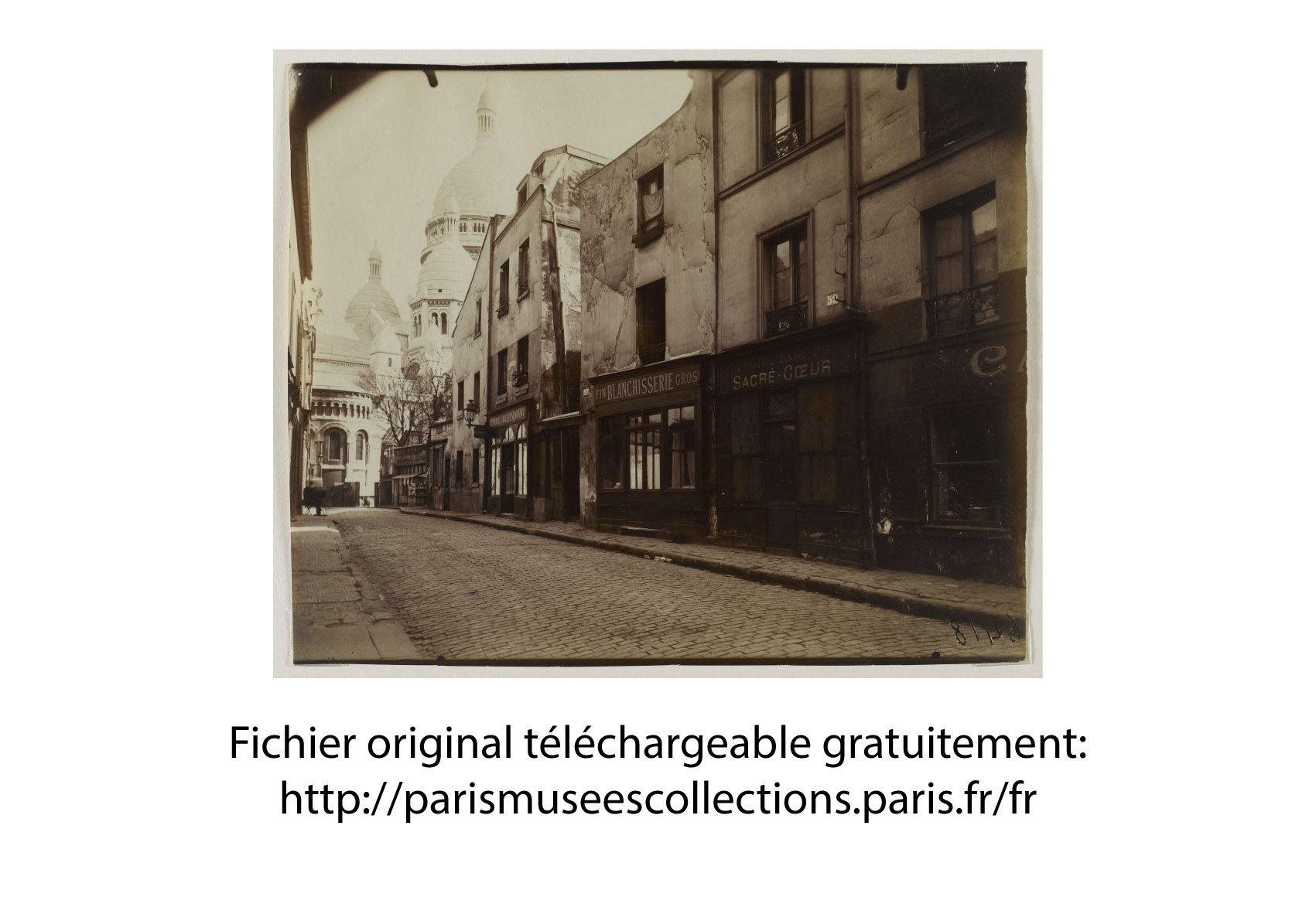 Photo Ancienne de Paris – Eugène Atget Montmartre Basilique Sacré Coeur Vieux Paris Image Restaurée Noir et Blanc Affiche Poster Décoration – Image 7