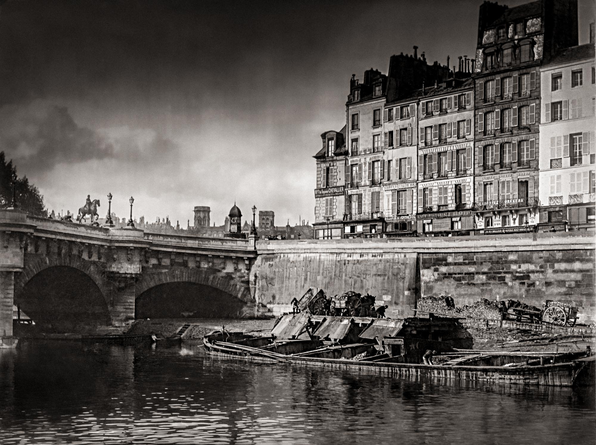 Photo ancienne de Paris – Eugène Atget La Seine le Pont Neuf Quai des Orfèvres 1899 Image Restaurée Noir et Blanc Affiche Poster Décoration – Image 6