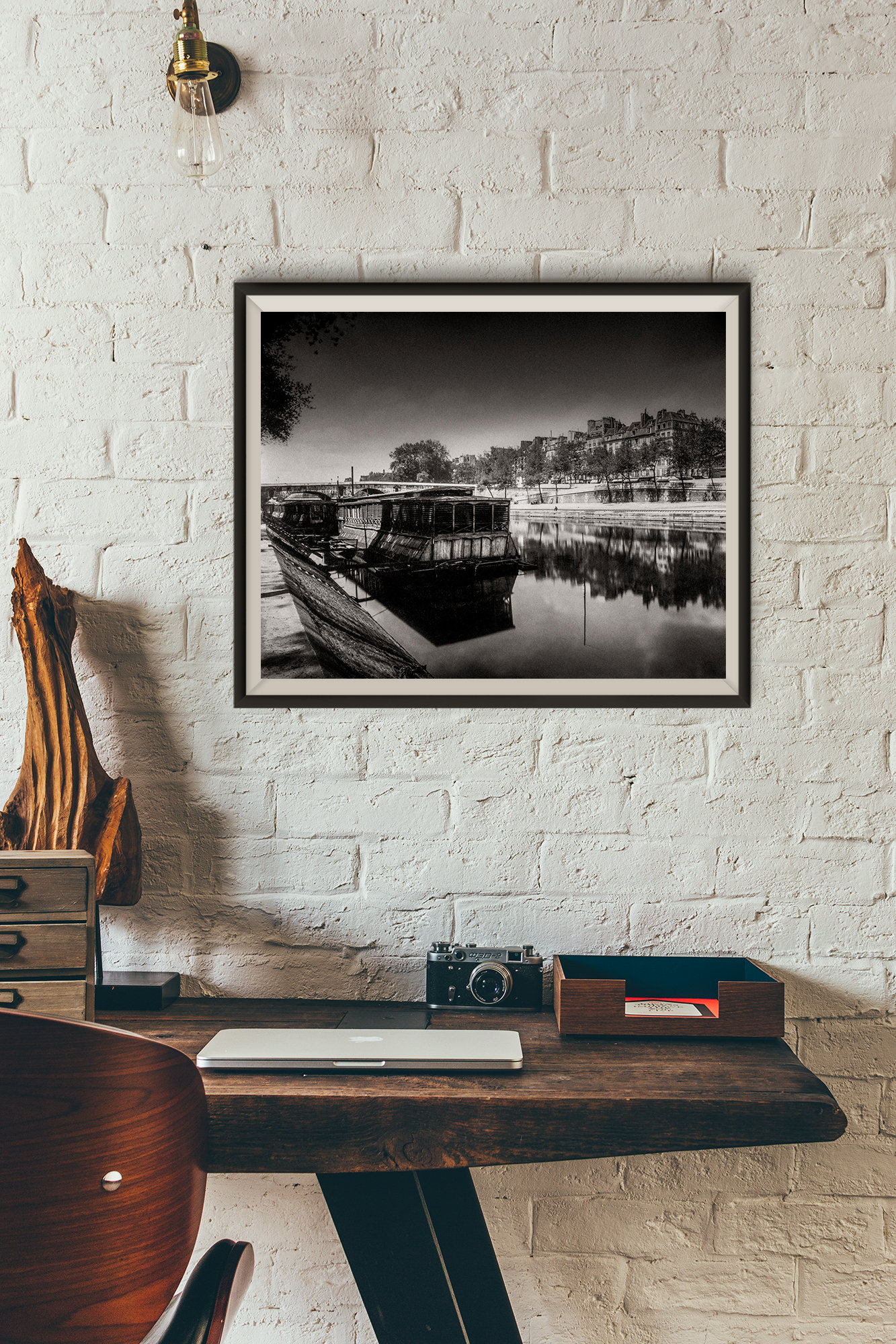 Photo Ancienne de Paris – Eugène Atget Ile Saint Louis Pont Marie Quai des Céléstins Image Restaurée Noir et Blanc Affiche Poster Décoration – Image 4
