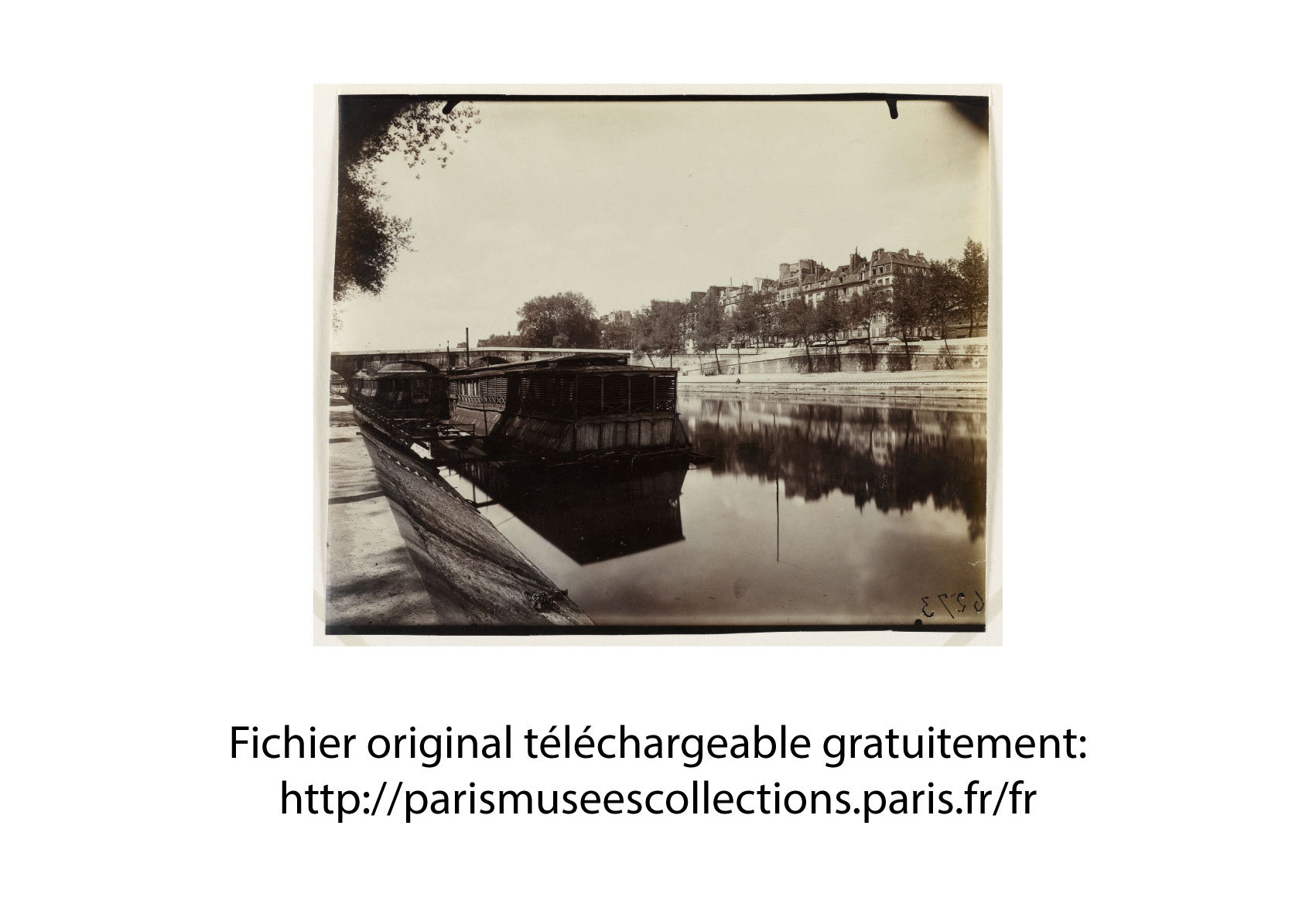Photo Ancienne de Paris – Eugène Atget Ile Saint Louis Pont Marie Quai des Céléstins Image Restaurée Noir et Blanc Affiche Poster Décoration – Image 7