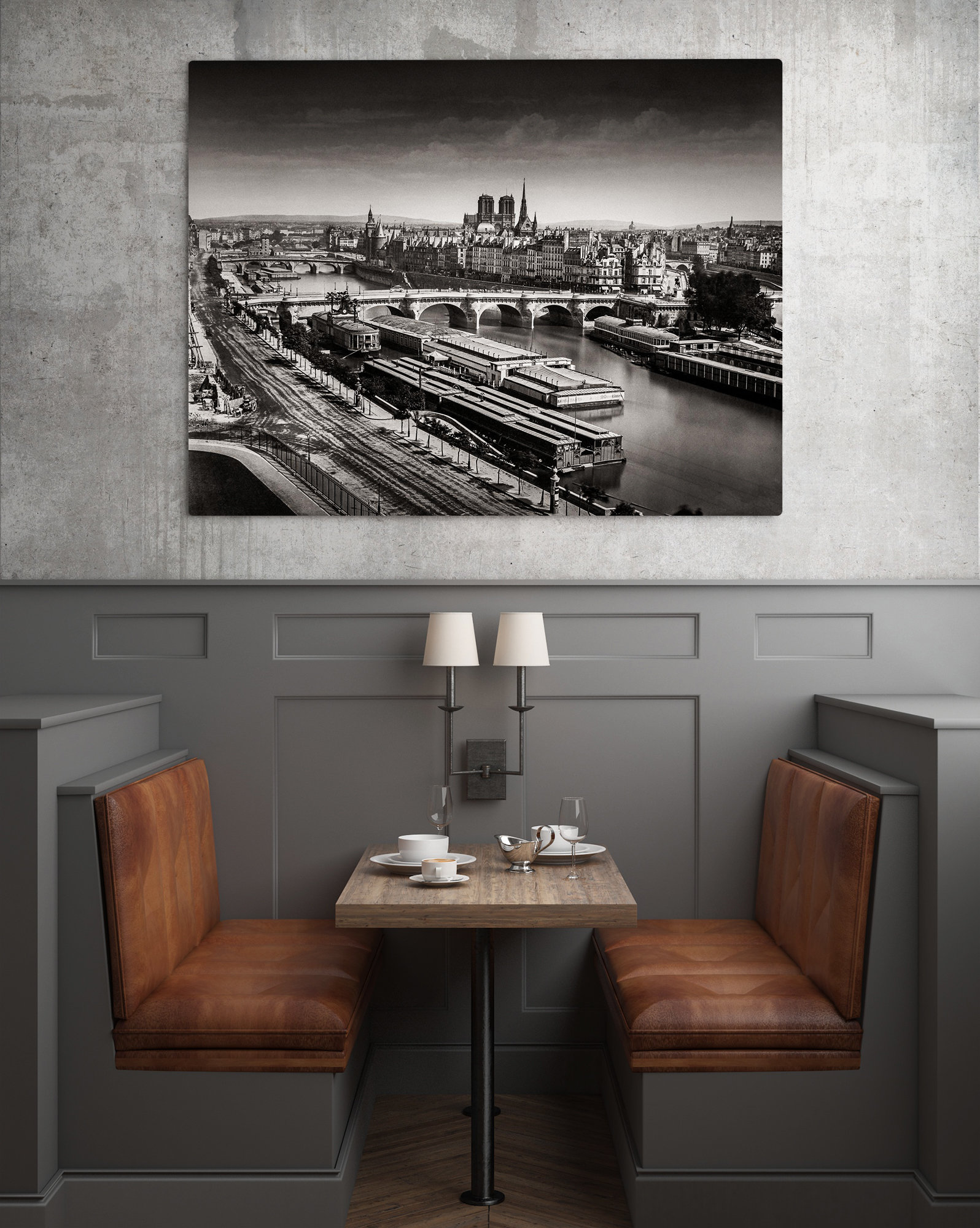 Photo Ancienne de Paris – Edouard Baldus Seine Pont Neuf Notre Dame Vieux Paris 1860 Image Restaurée Noir et Blanc Affiche Poster Décoration – Image 3