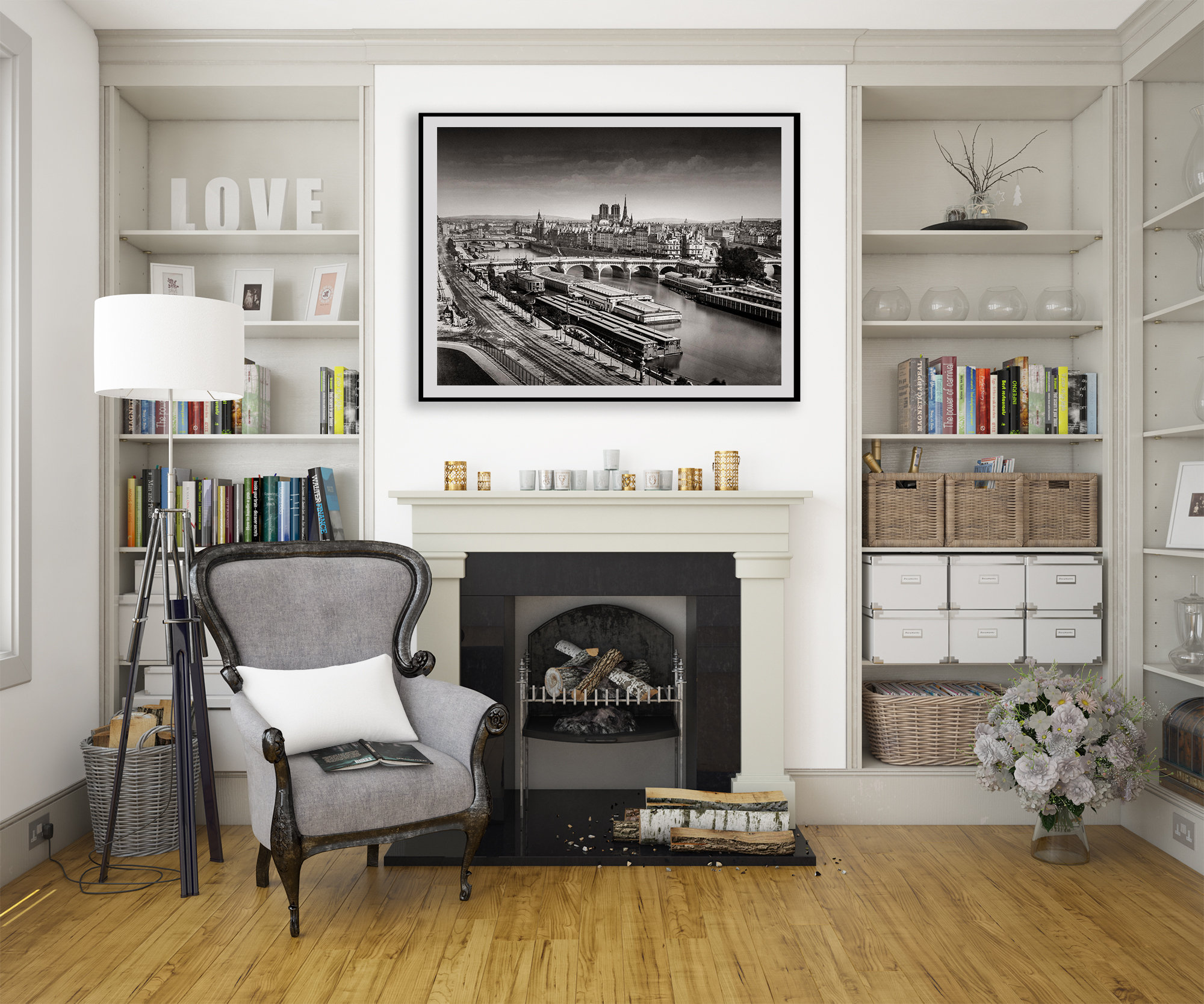 Photo Ancienne de Paris – Edouard Baldus Seine Pont Neuf Notre Dame Vieux Paris 1860 Image Restaurée Noir et Blanc Affiche Poster Décoration – Image 5