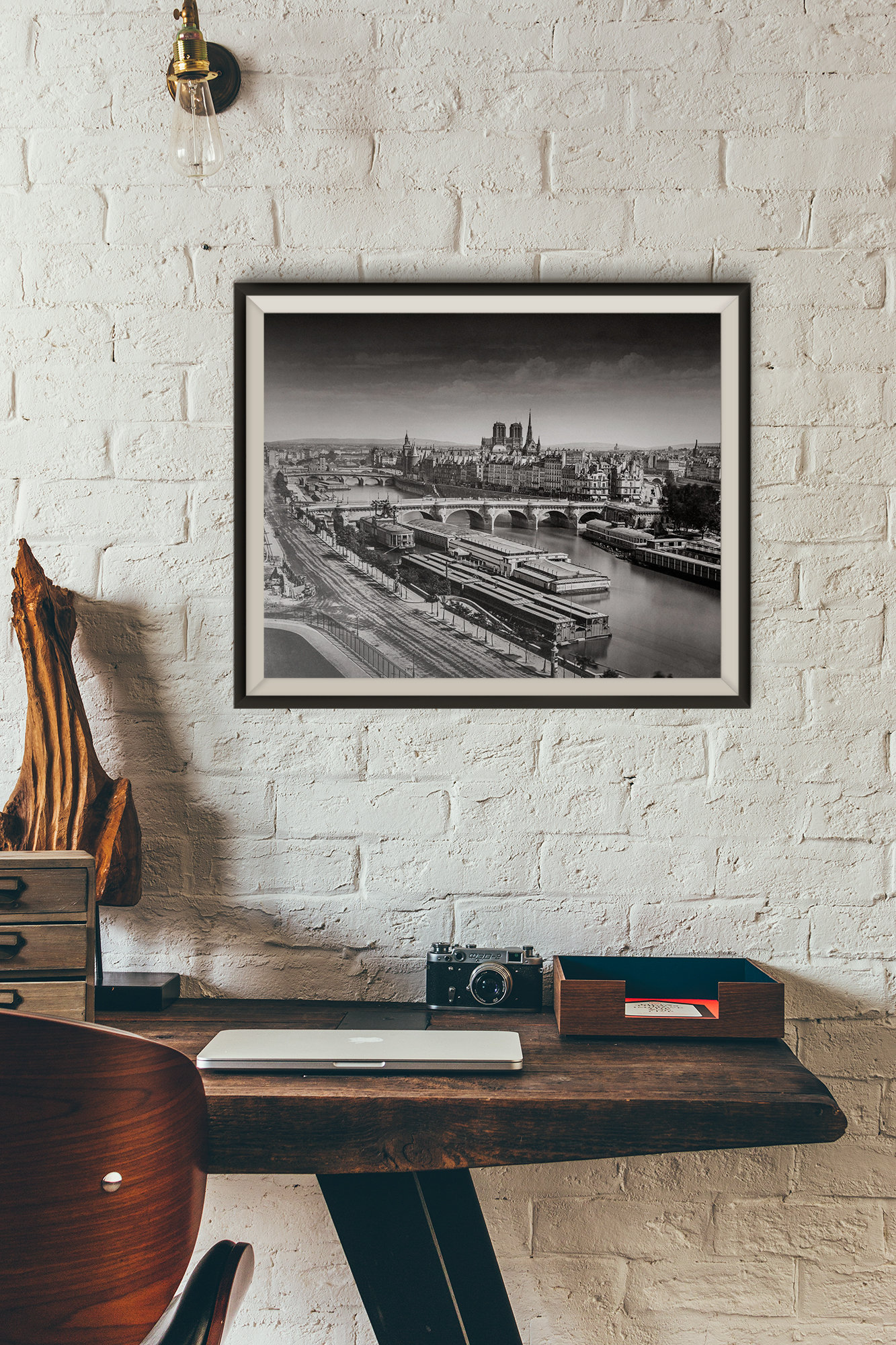 Photo Ancienne de Paris – Edouard Baldus Seine Pont Neuf Notre Dame Vieux Paris 1860 Image Restaurée Noir et Blanc Affiche Poster Décoration – Image 4