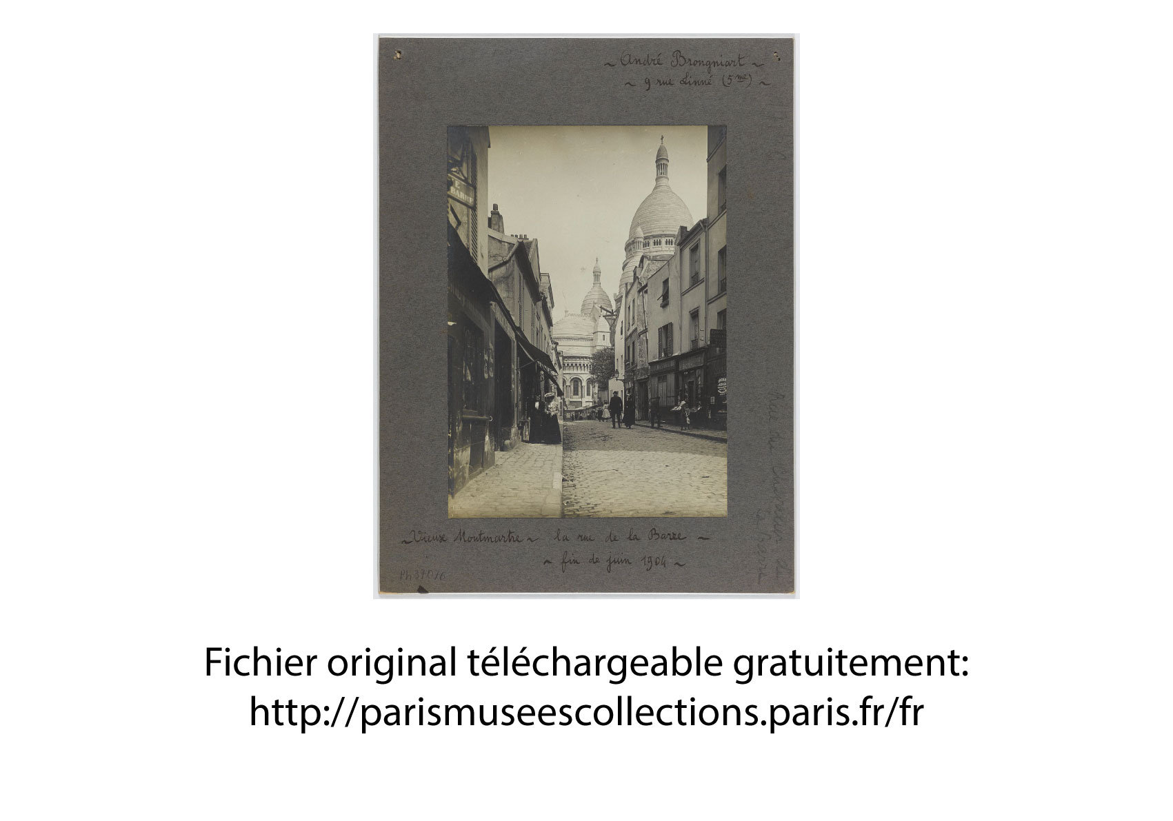 Photo Ancienne de Paris – André Brongniart Montmartre 1904 Sacré Coeur Vieux Paris Image Restaurée Noir et Blanc Affiche Poster Décoration – Image 7