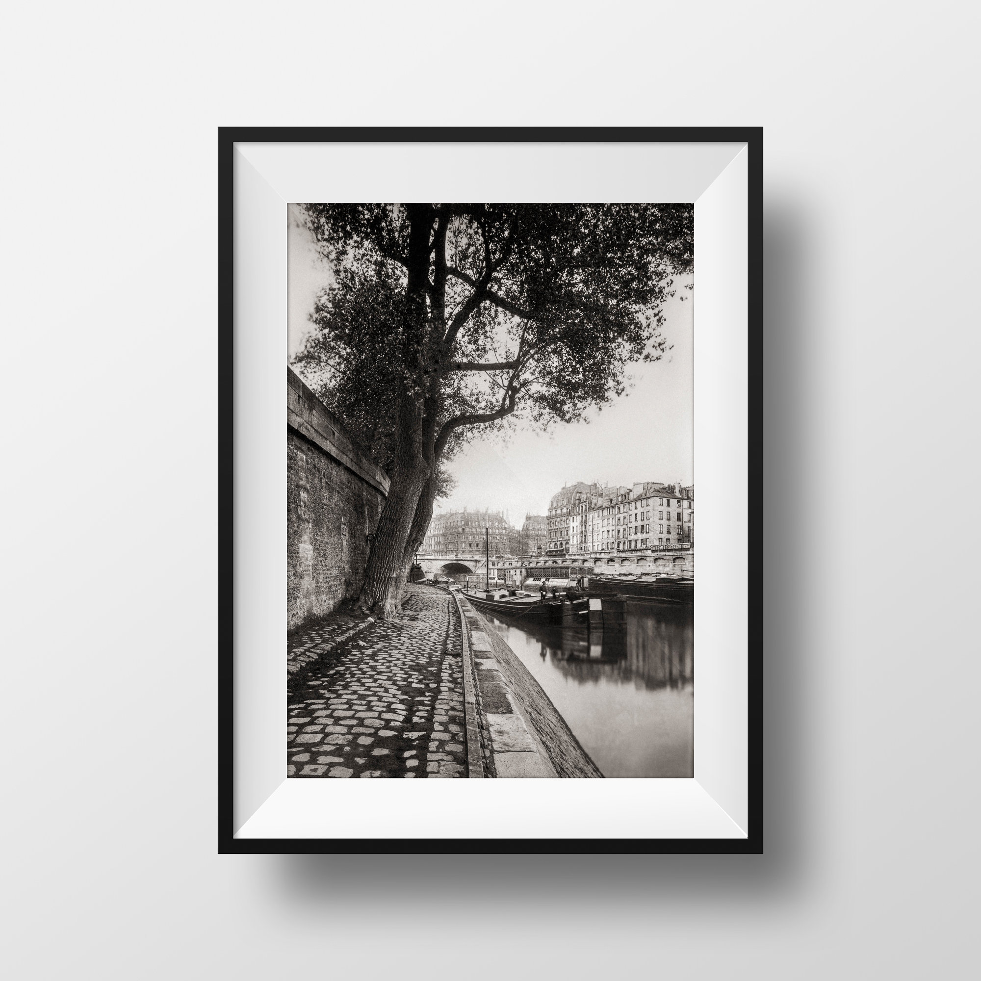 Photographie ancienne restaurée – Paris, quais de Seine (Atget)