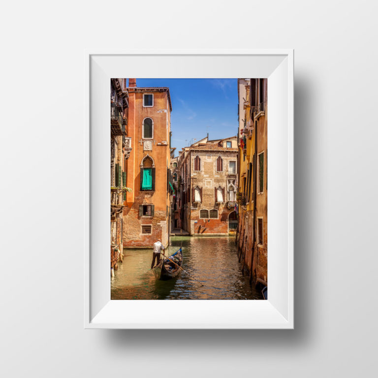 Tirage Photo Couleur – Image Gondolier Décoration Murale Poster Affiche Souvenir graphie Italie