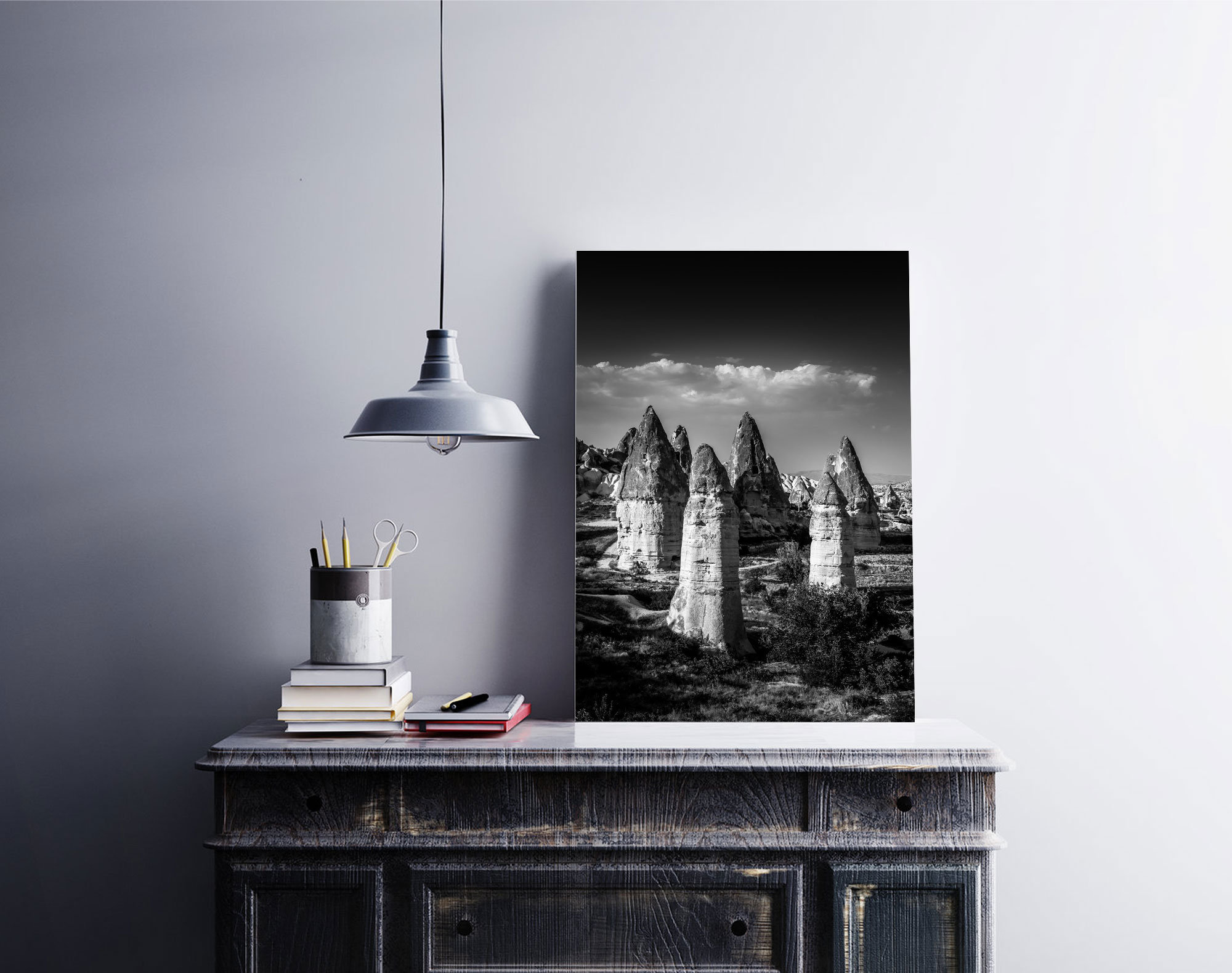 Tirage Photo Noir et blanc Cappadoce Göreme Cheminée de fée