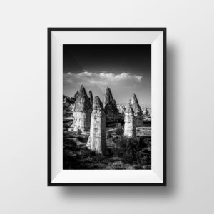 Tirage Photo Noir et blanc Cappadoce Göreme Cheminée de fée