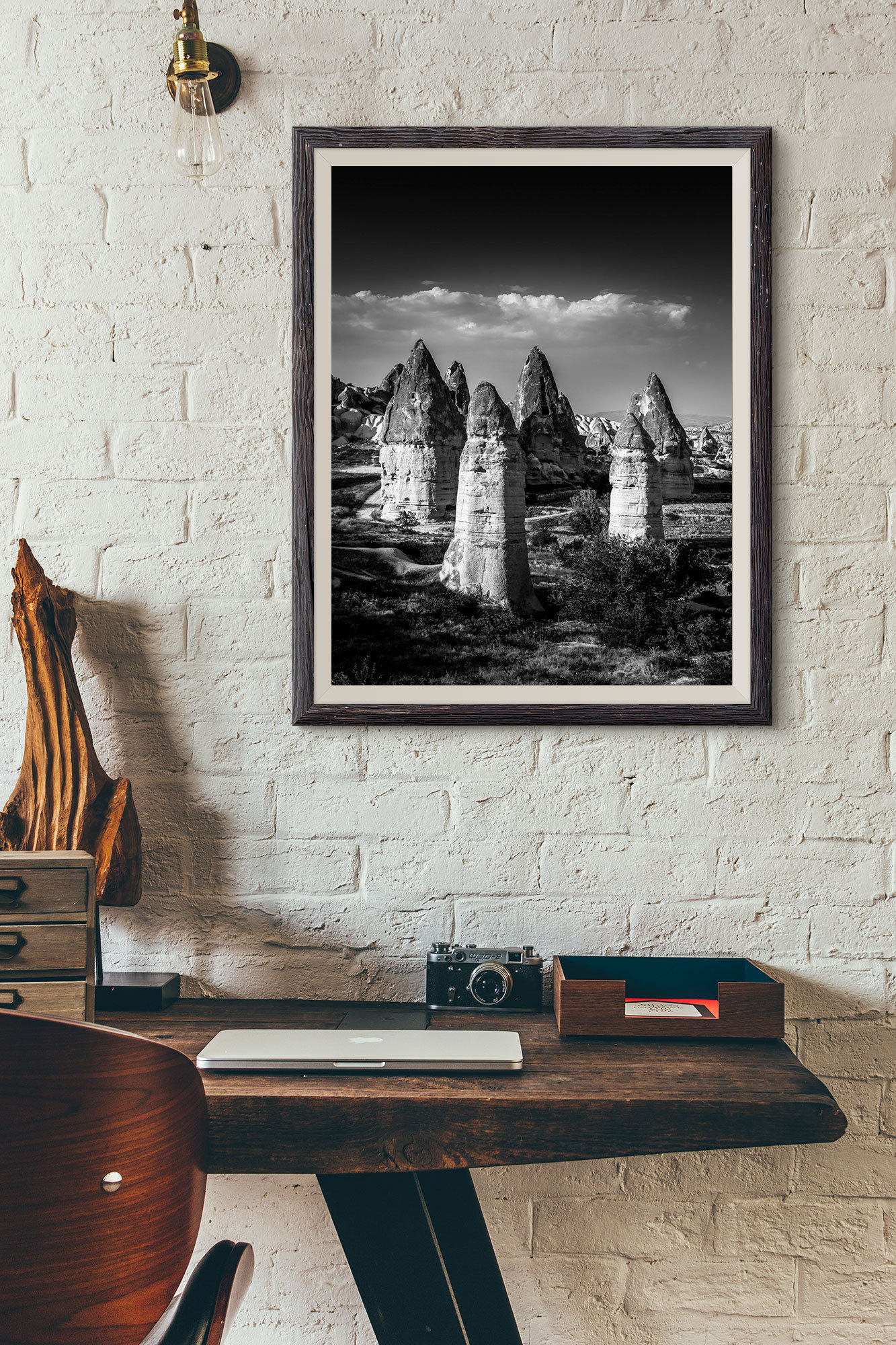 Tirage Photo Noir et blanc Cappadoce Göreme Cheminée de fée