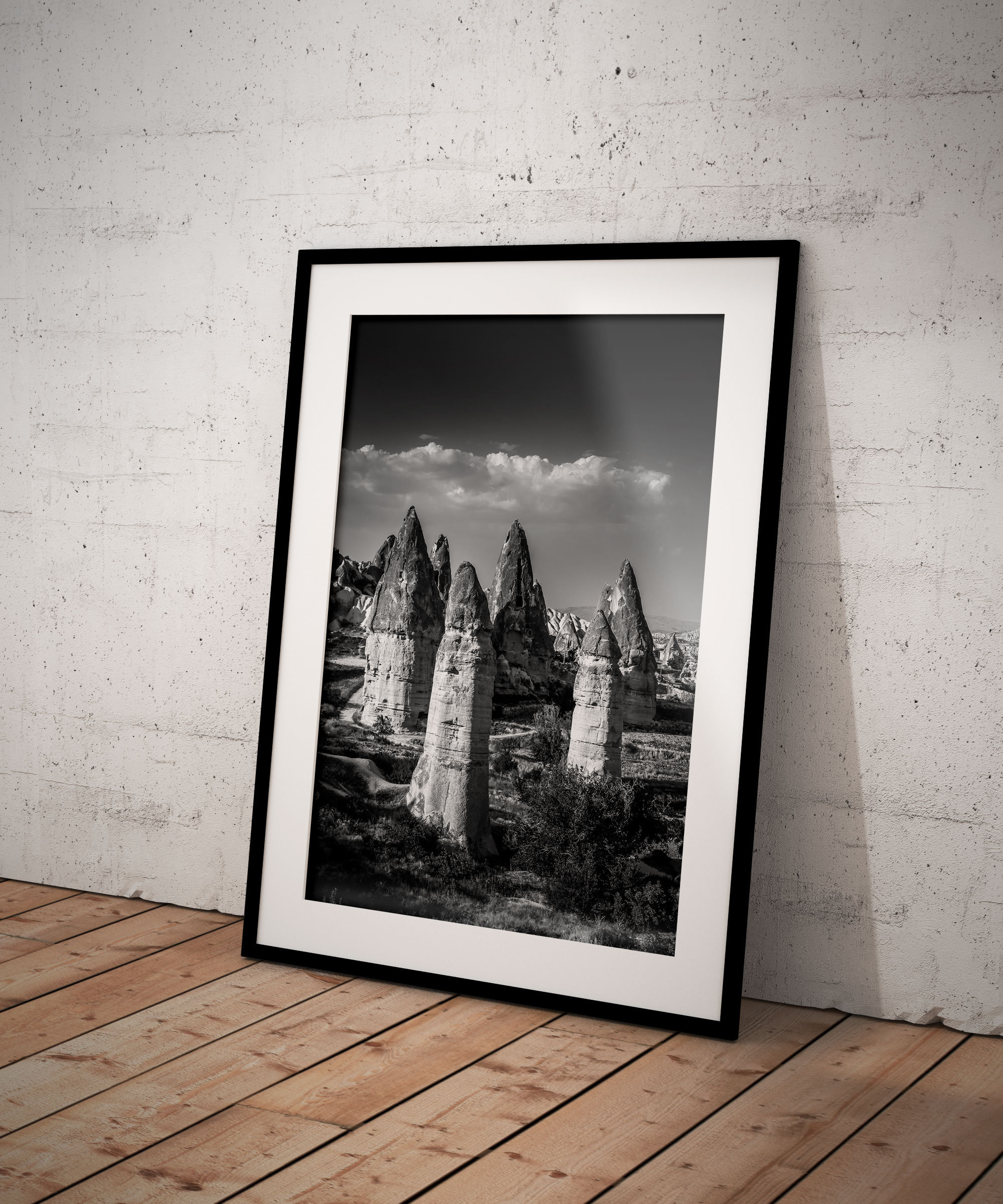 Tirage Photo Noir et blanc Cappadoce Göreme Cheminée de fée
