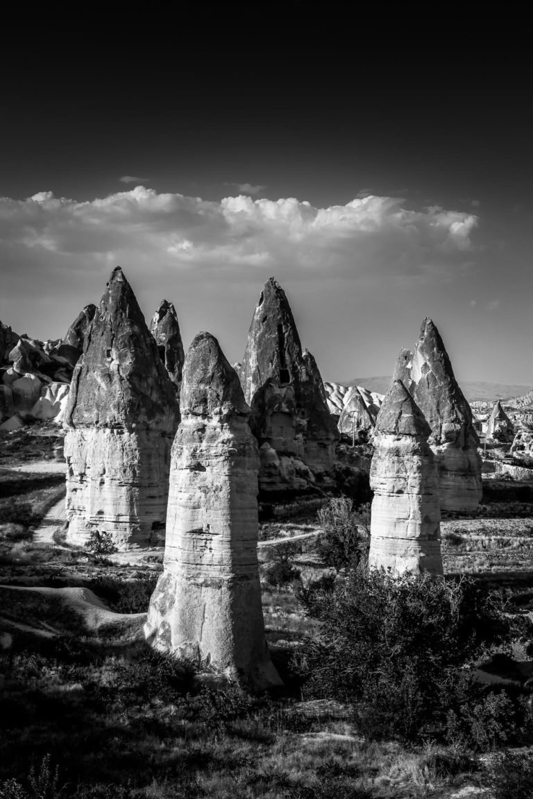 Tirage Photo Noir et blanc Cappadoce Göreme Cheminée de fée