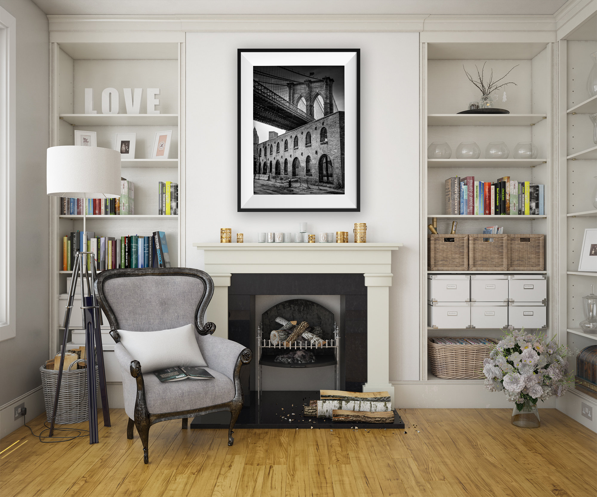 Photo Brooklyn Bridge New-York – Noir et blanc Photographie Scène de Rue Poster Hudson Empire State Image Affiche – Image 3