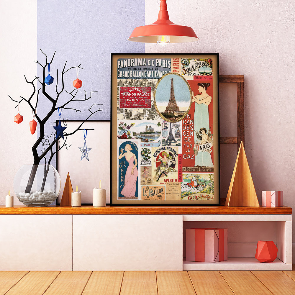 Poster Vintage Illustration Tour eiffel