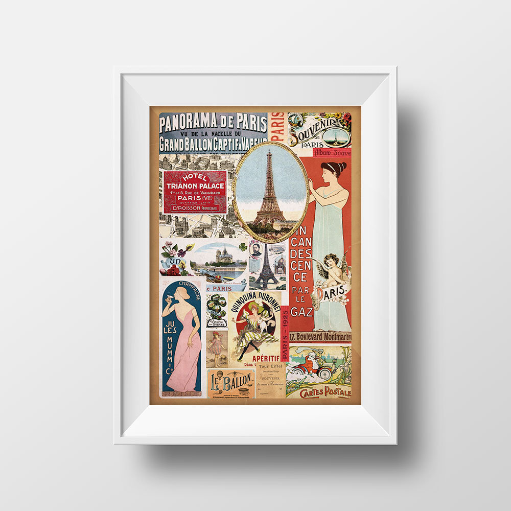 Poster Vintage Illustration Tour eiffel