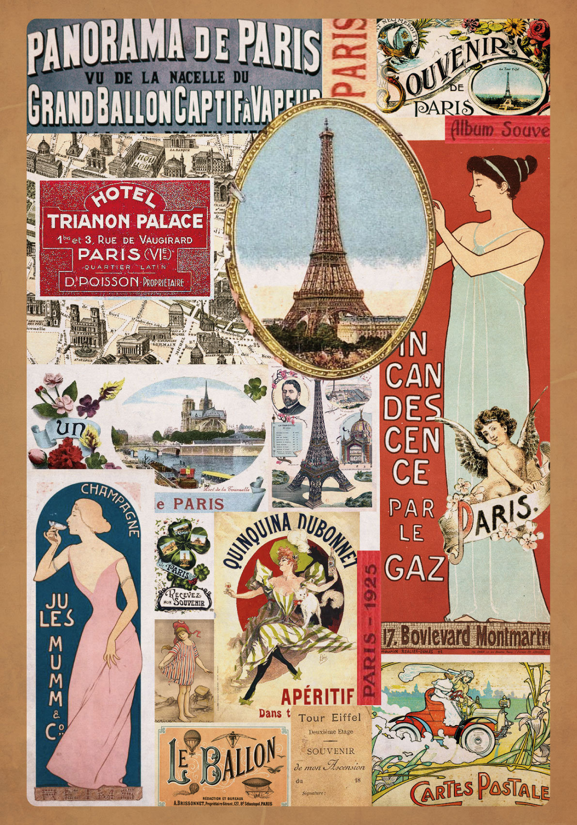 Poster Vintage Illustration Tour eiffel