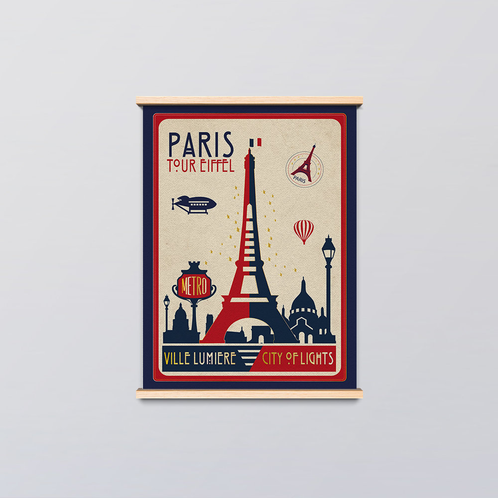 Affiche Voyage Paris - Poster Vintage Illustration Tour Eiffel Art Déco Ville Lumière Métro Rétro Vintage France Souvenir Décoration Murale – Image 2