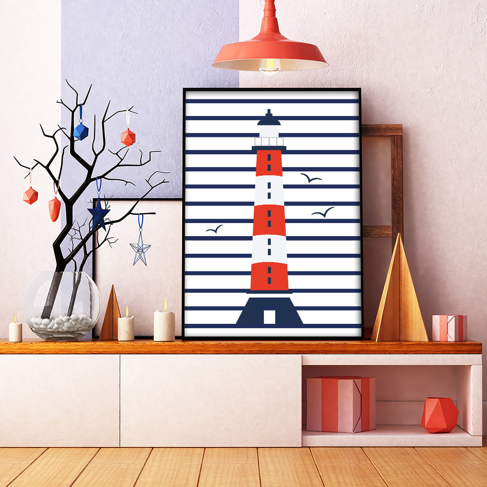 Affiche Voyage Bretagne - Poster Vintage Illustration Phare Minimaliste Marinière Rétro Vintage France Souvenir Décoration Murale – Image 3
