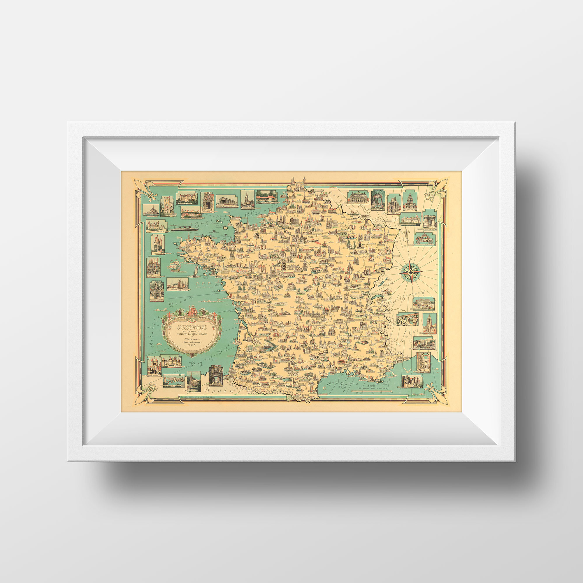  Affiche Reproduction Carte de France 1935 - Affiche Retro Plan Poster Illustration 