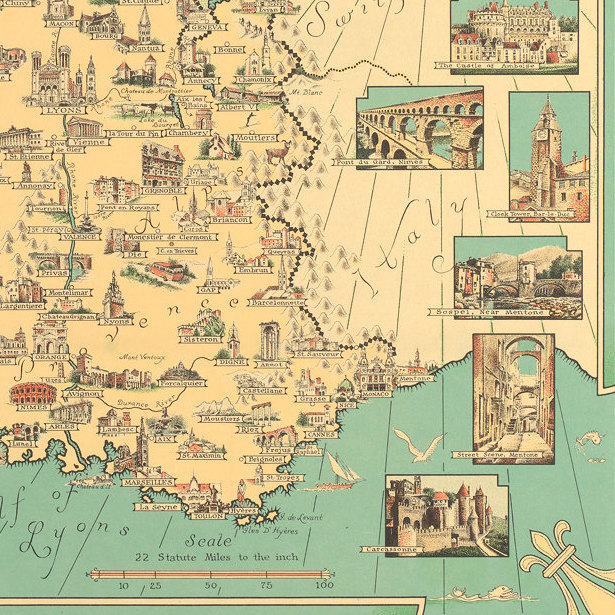 Affiche Reproduction Carte de France 1935 - Affiche Retro Plan Poster Carte France Vintage Grand Format Ernest Dudley Décoration Murale – Image 6