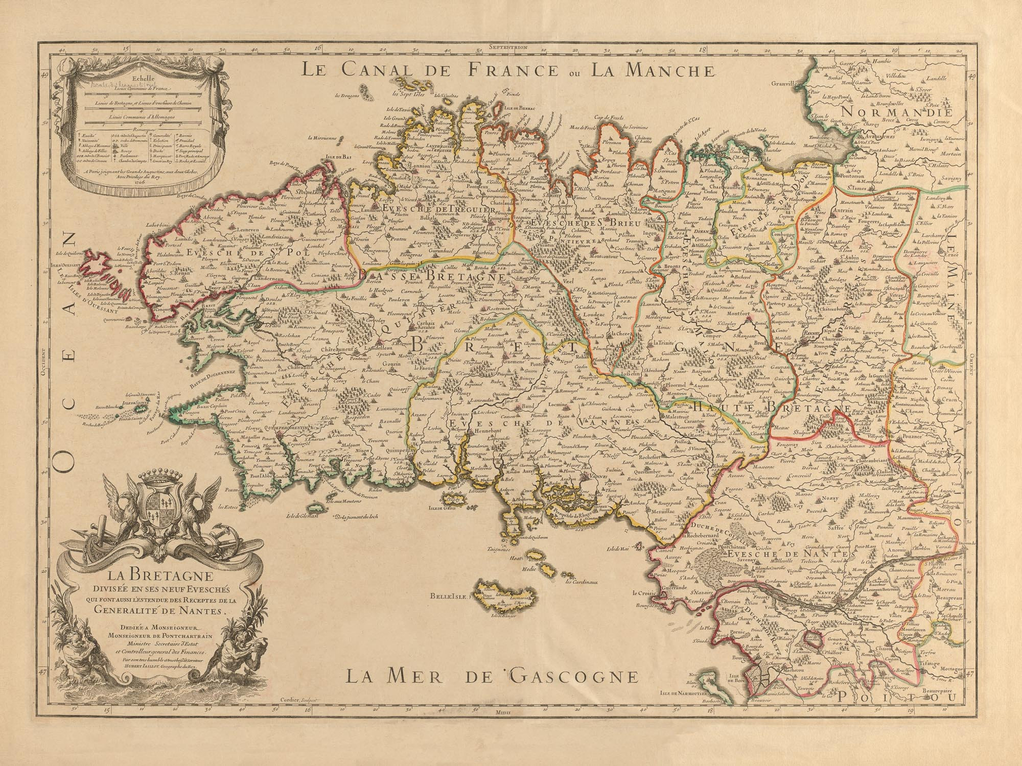 Affiche Reproduction Carte de Bretagne