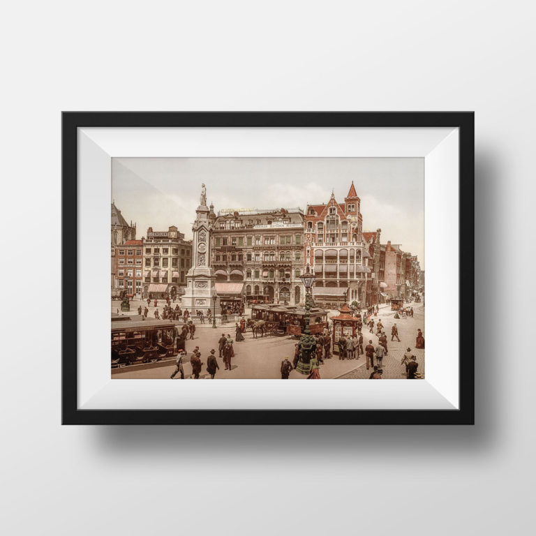 Photographie ancienne restaurée – Amsterdam, place du Dam