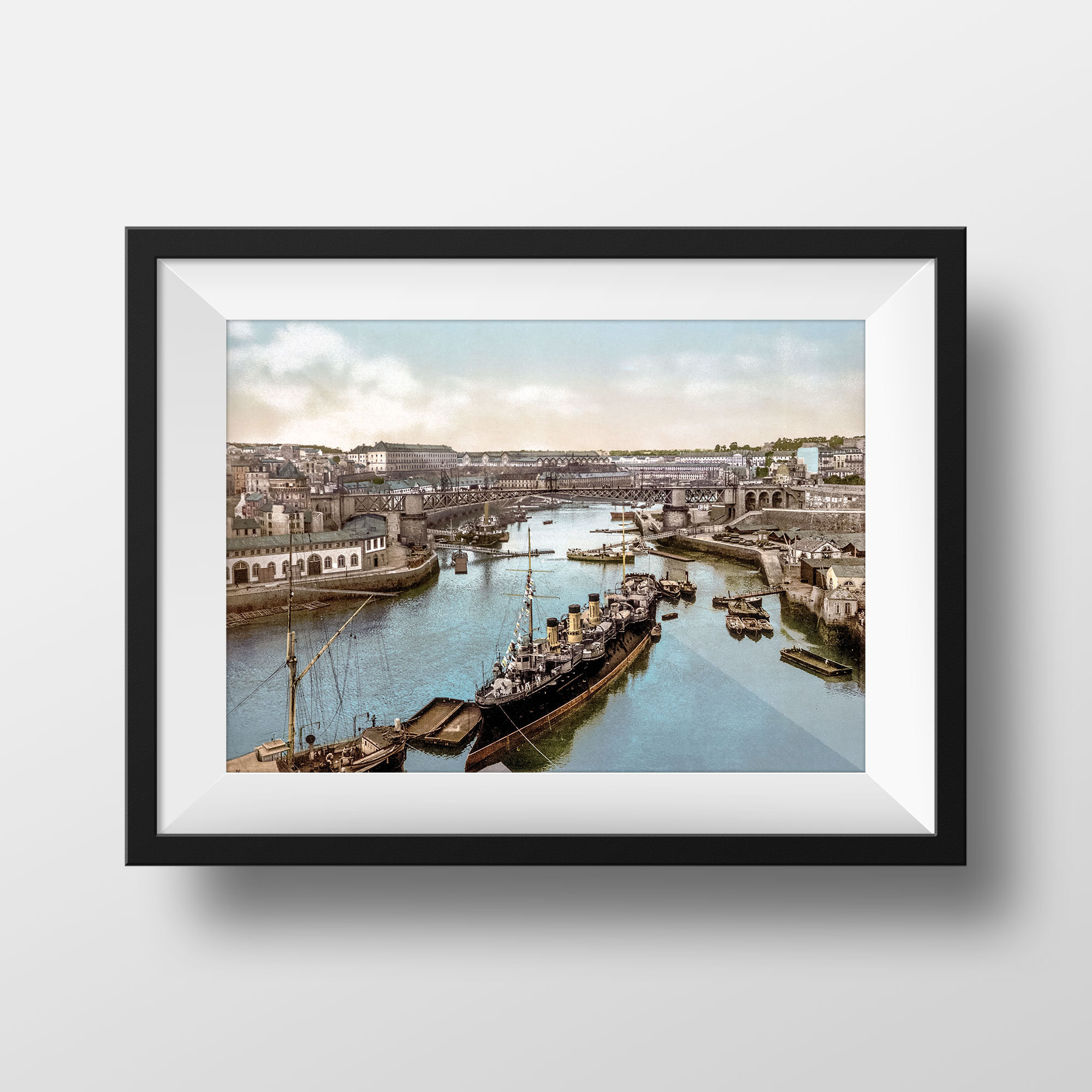 Photo Ancienne Bretagne Brest - Poster Vintage Affiche Le Port